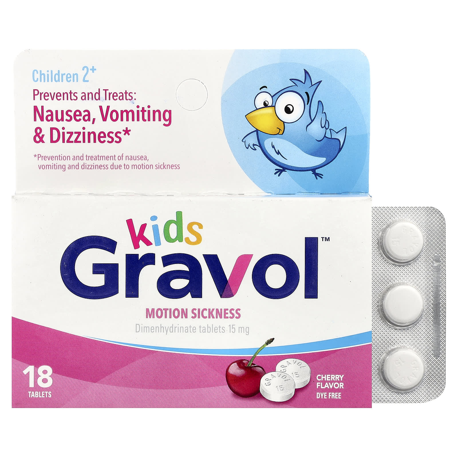 Gravol Kids, Motion Sickness – Cherry – 18 comprimés — Tunisie