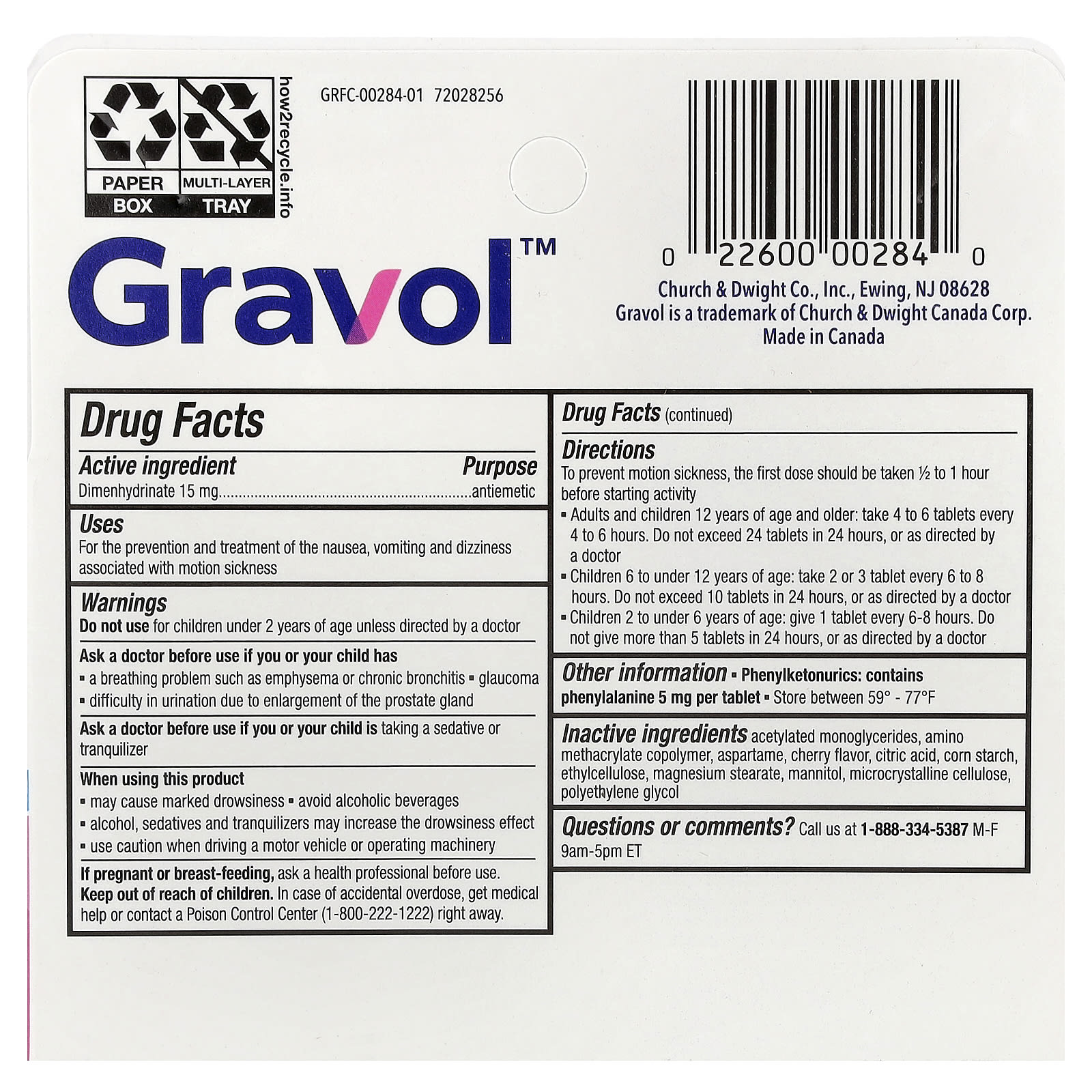 Gravol Kids, Motion Sickness – Cherry – 18 comprimés — photo 2 sur 2