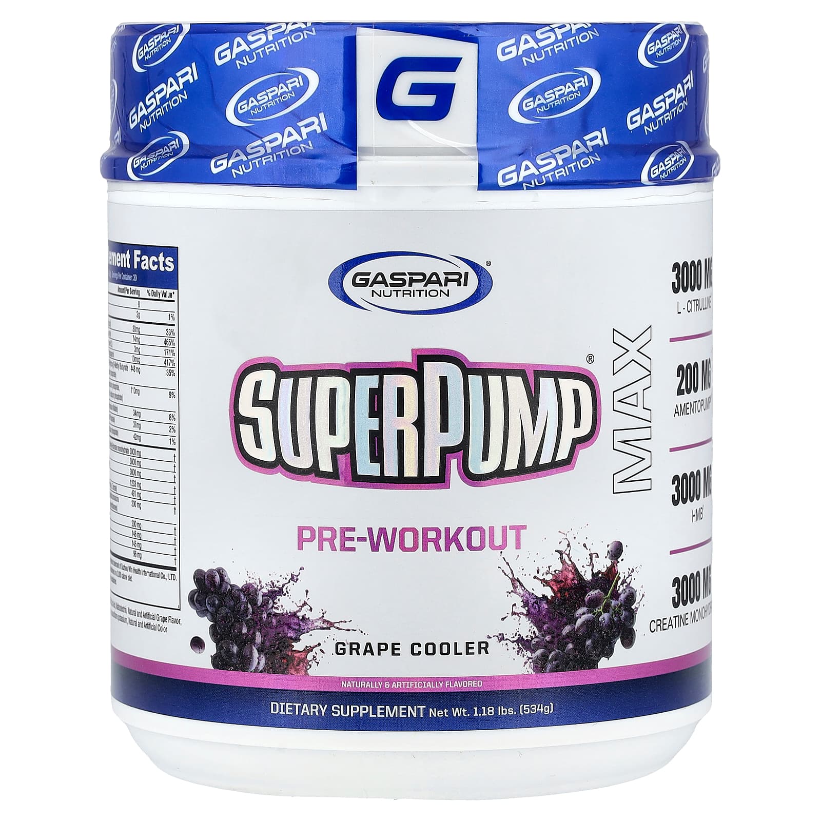 Gaspari Nutrition SuperPump Max, Pre-Workout – Grape Cooler – 534 g — Tunisie