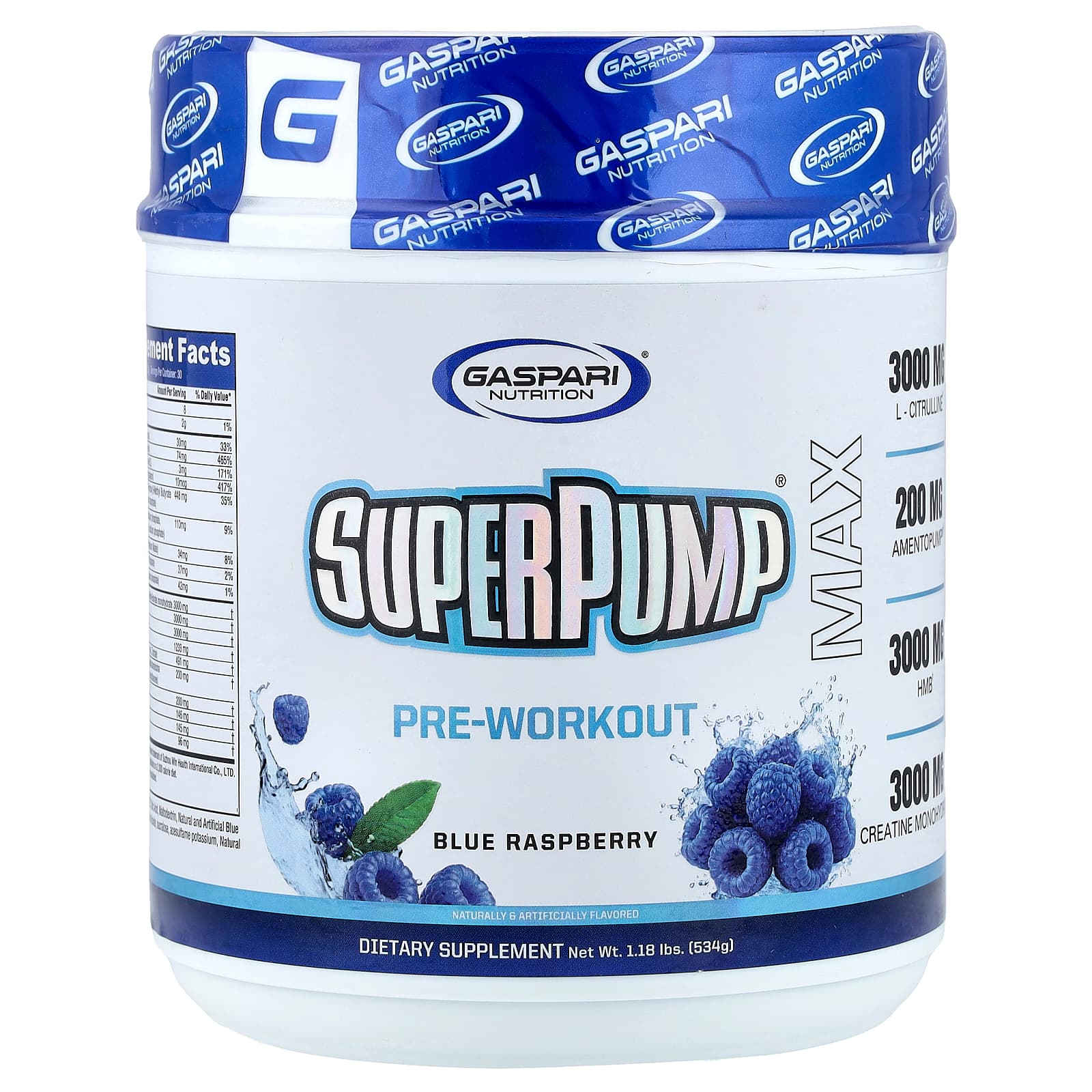 Gaspari Nutrition SuperPump Max, Pre-Workout – Blue Raspberry – 534 g — Tunisie