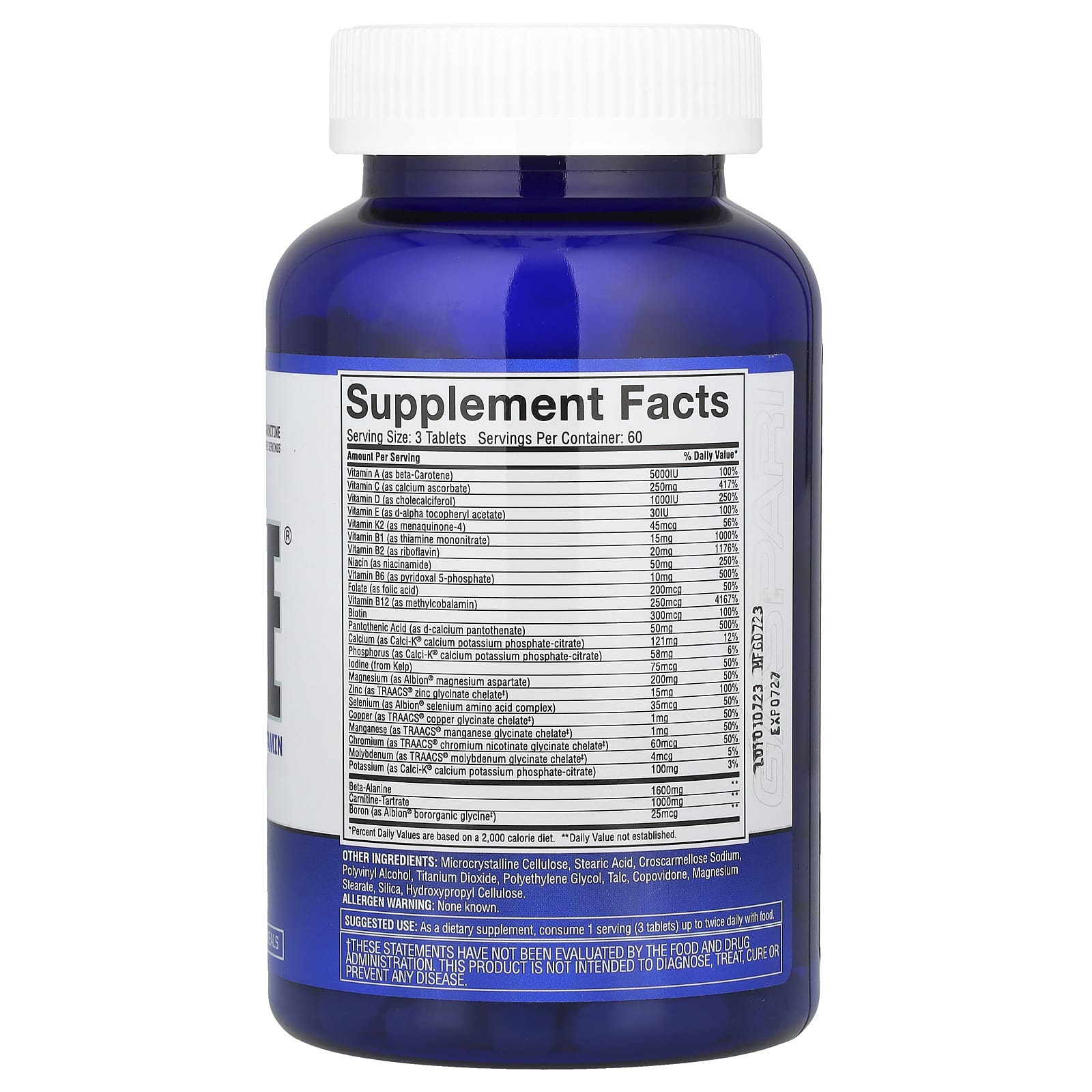 Gaspari Nutrition ANAVITE, The Ultimate Performance Multi-Vitamin – 180 comprimés — photo 2 sur 2