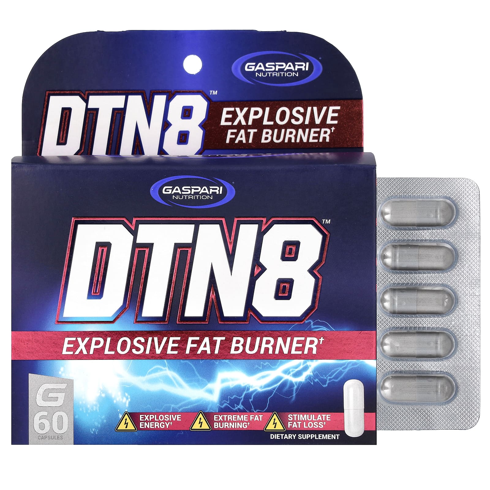 Gaspari Nutrition DTN8, Explosive Fat Burner – 60 gélules — Tunisie