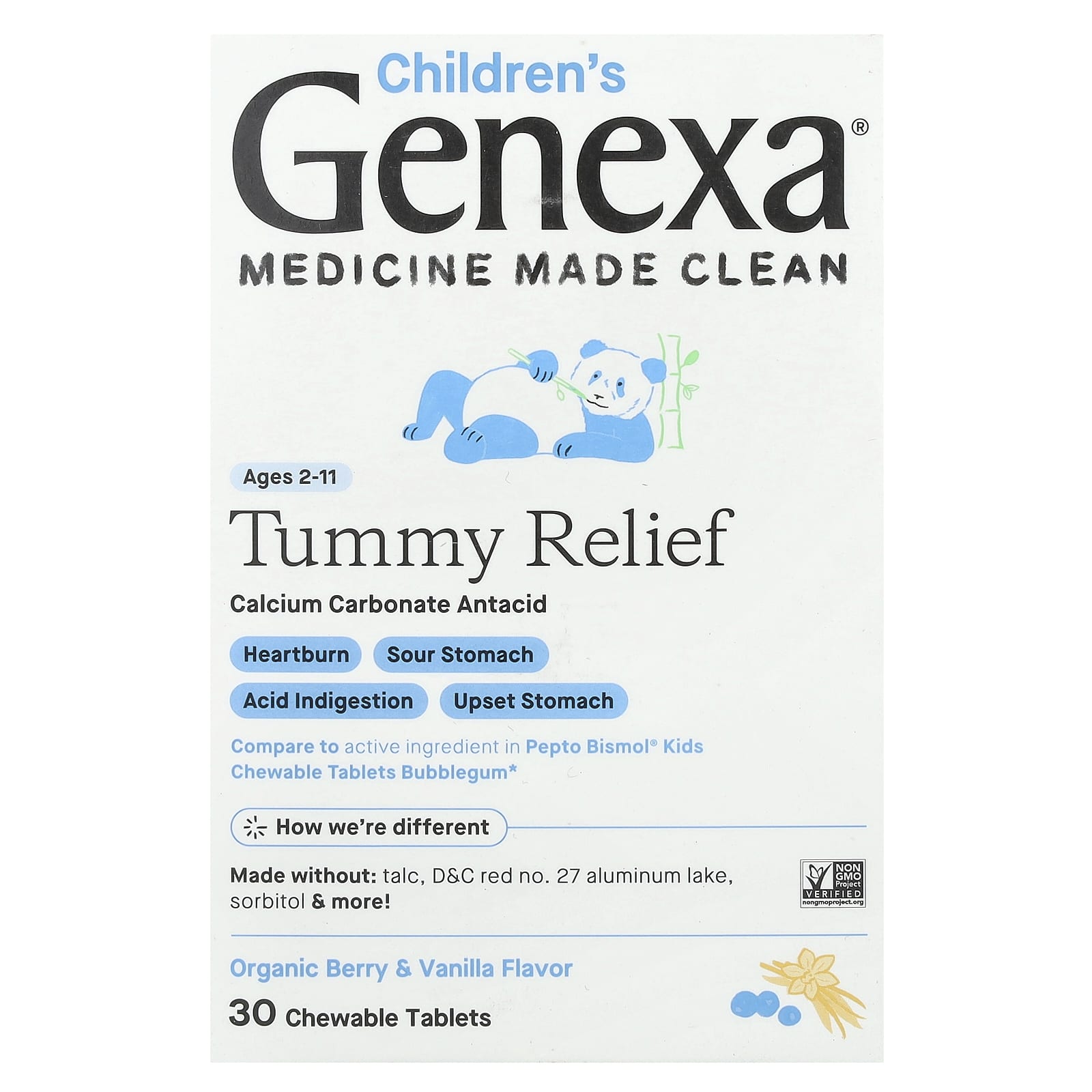 Genexa Children's Tummy Relief, Ages 2-11, 30 Chewable Tablets – Organic Berry & Vanilla — Tunisie
