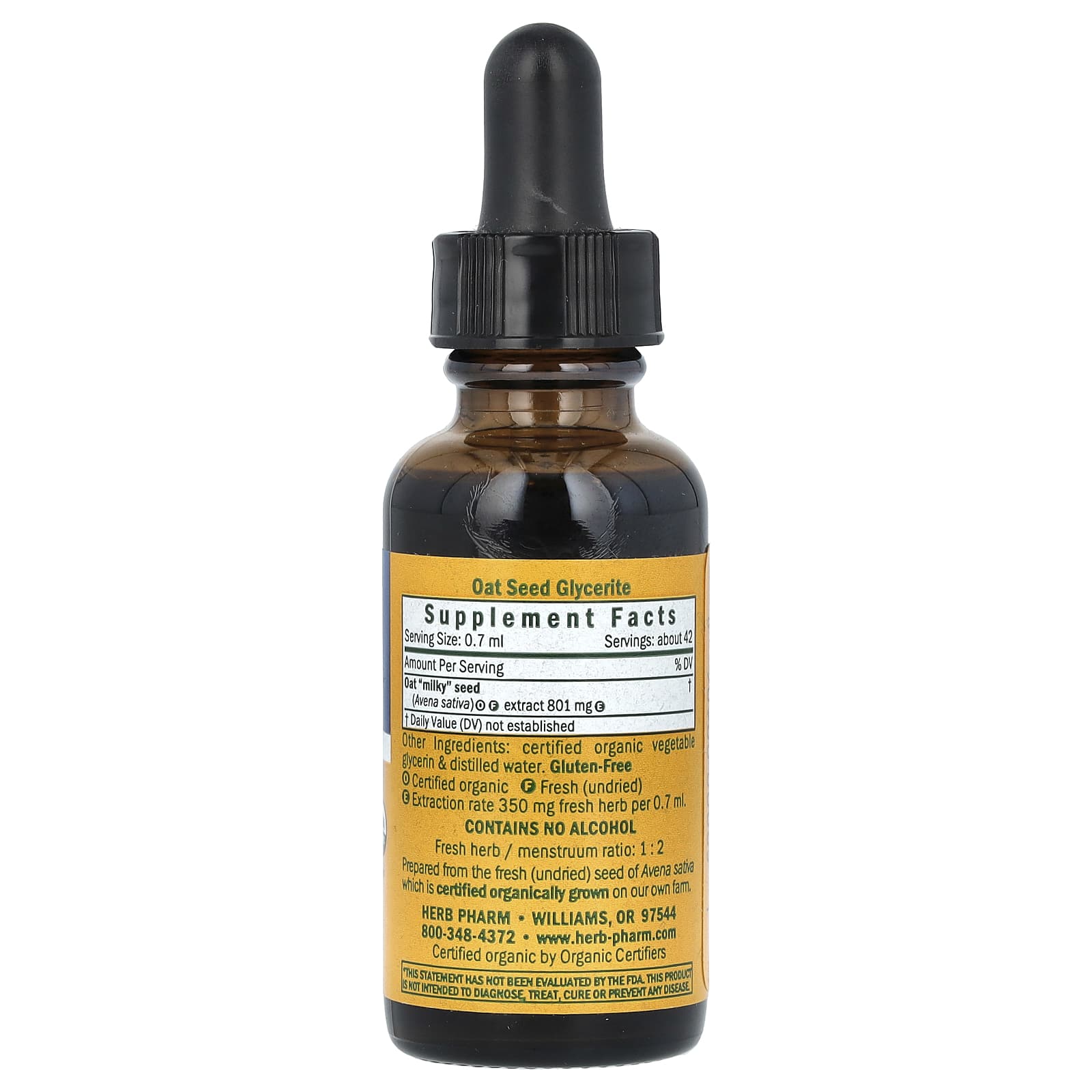 Herb Pharm Oat Seed, Alcohol-Free – 30 ml — photo 2 sur 2