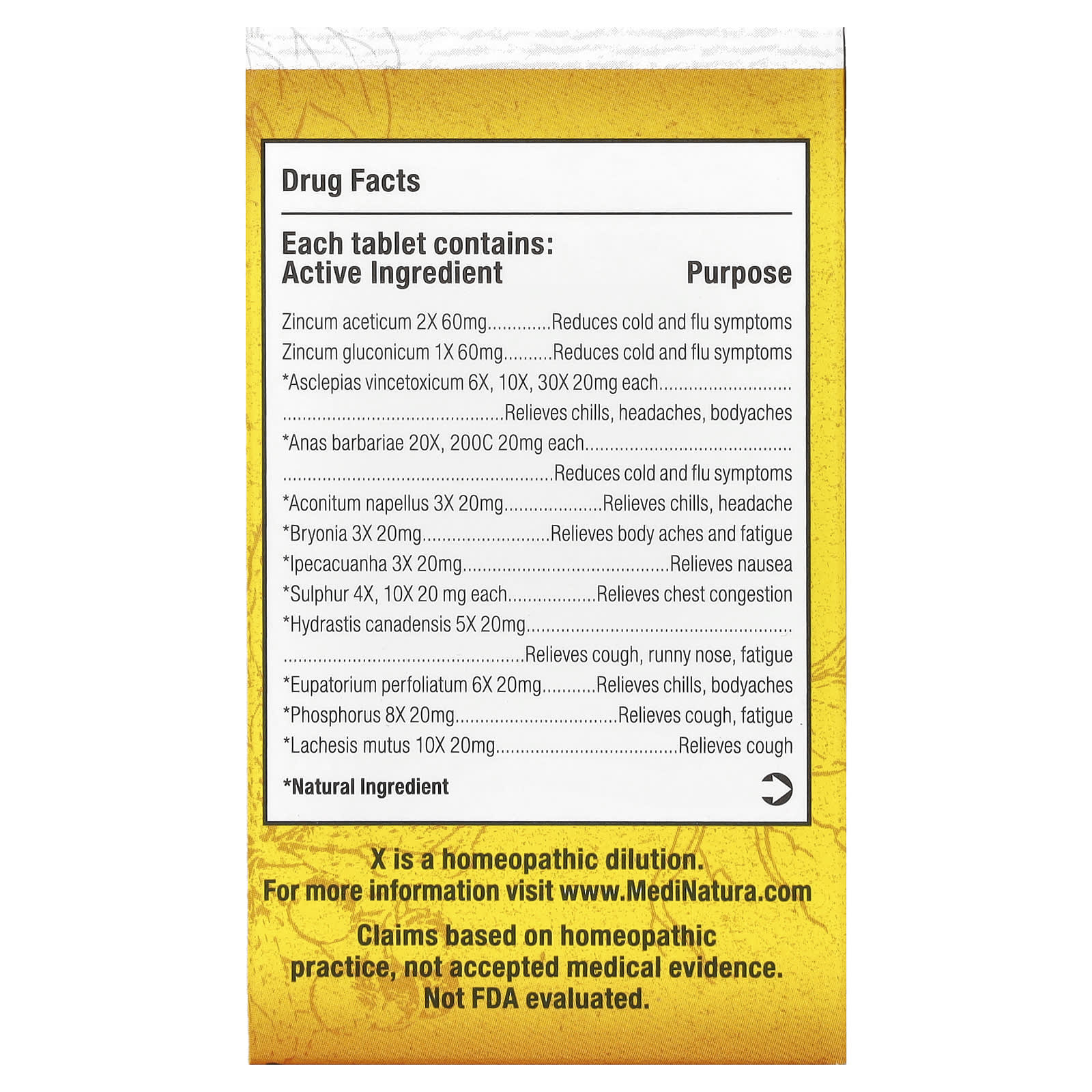 MediNatura T-Relief, ReBoost, Max Cold & Flu Relief – 60 comprimés — photo 2 sur 2