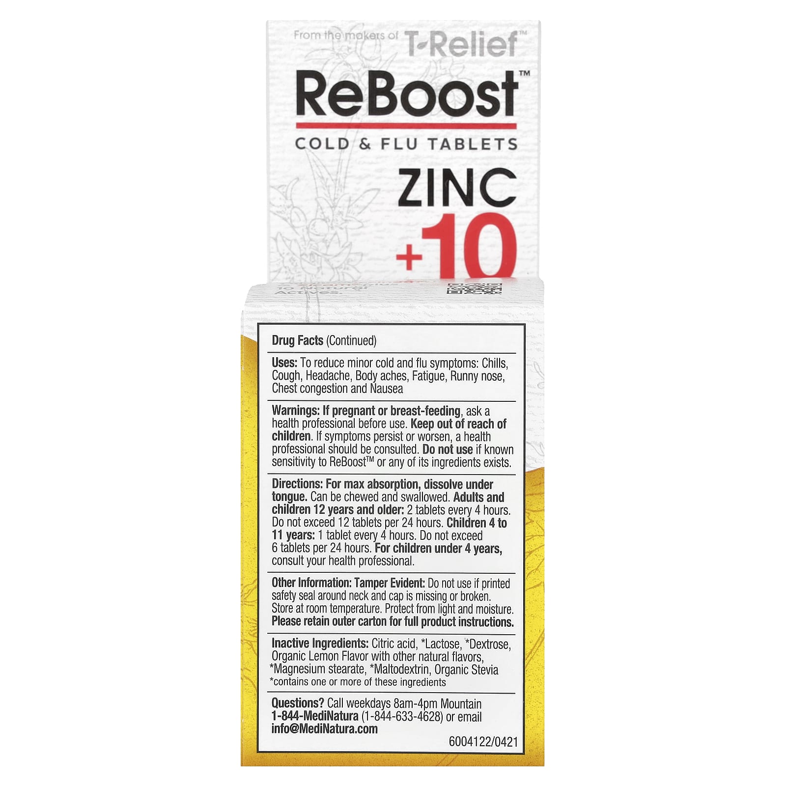 MediNatura T-Relief, ReBoost, Max Cold & Flu Relief – 60 comprimés — étiquette 1