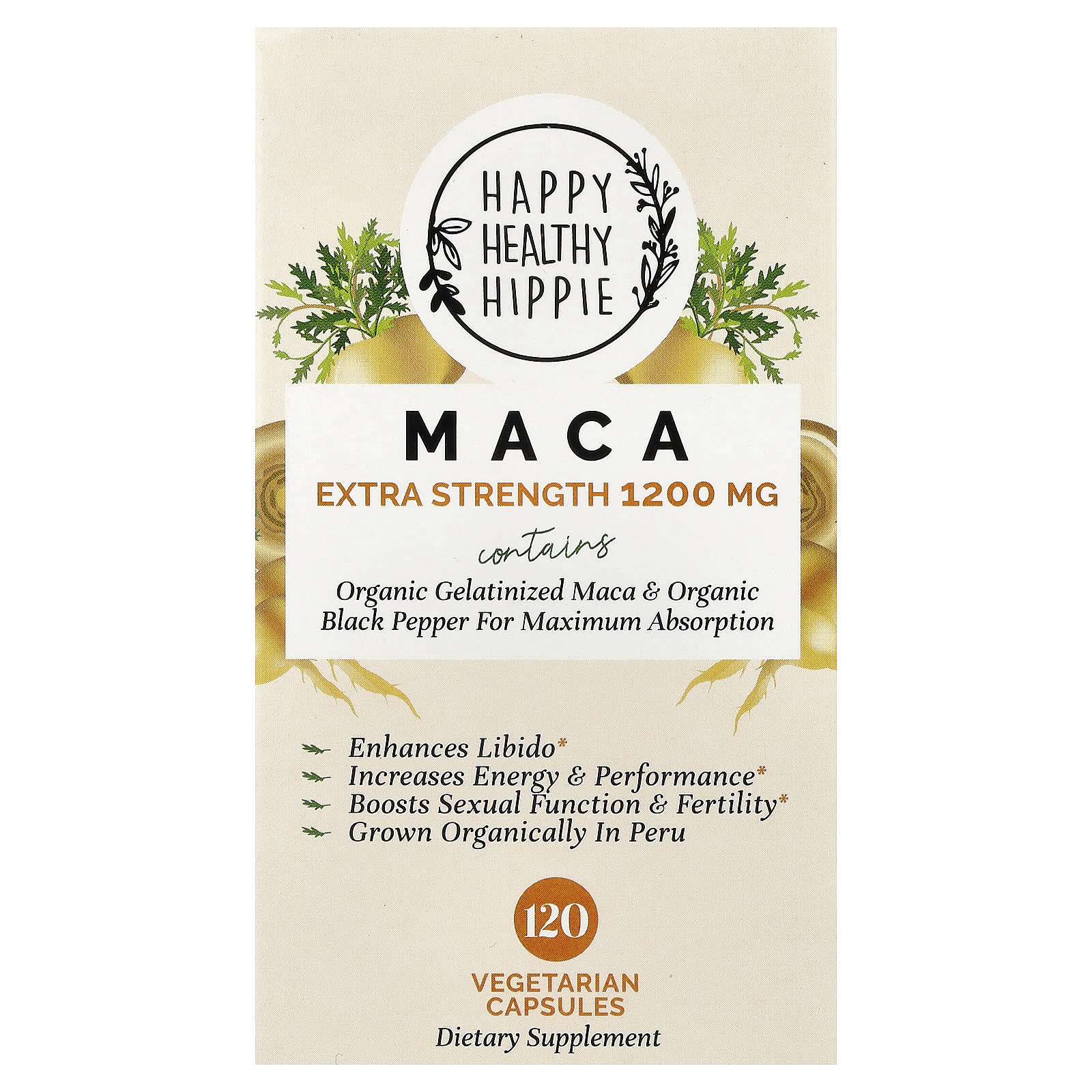 Happy Healthy Hippie Maca – 120 gélules végétales — Tunisie