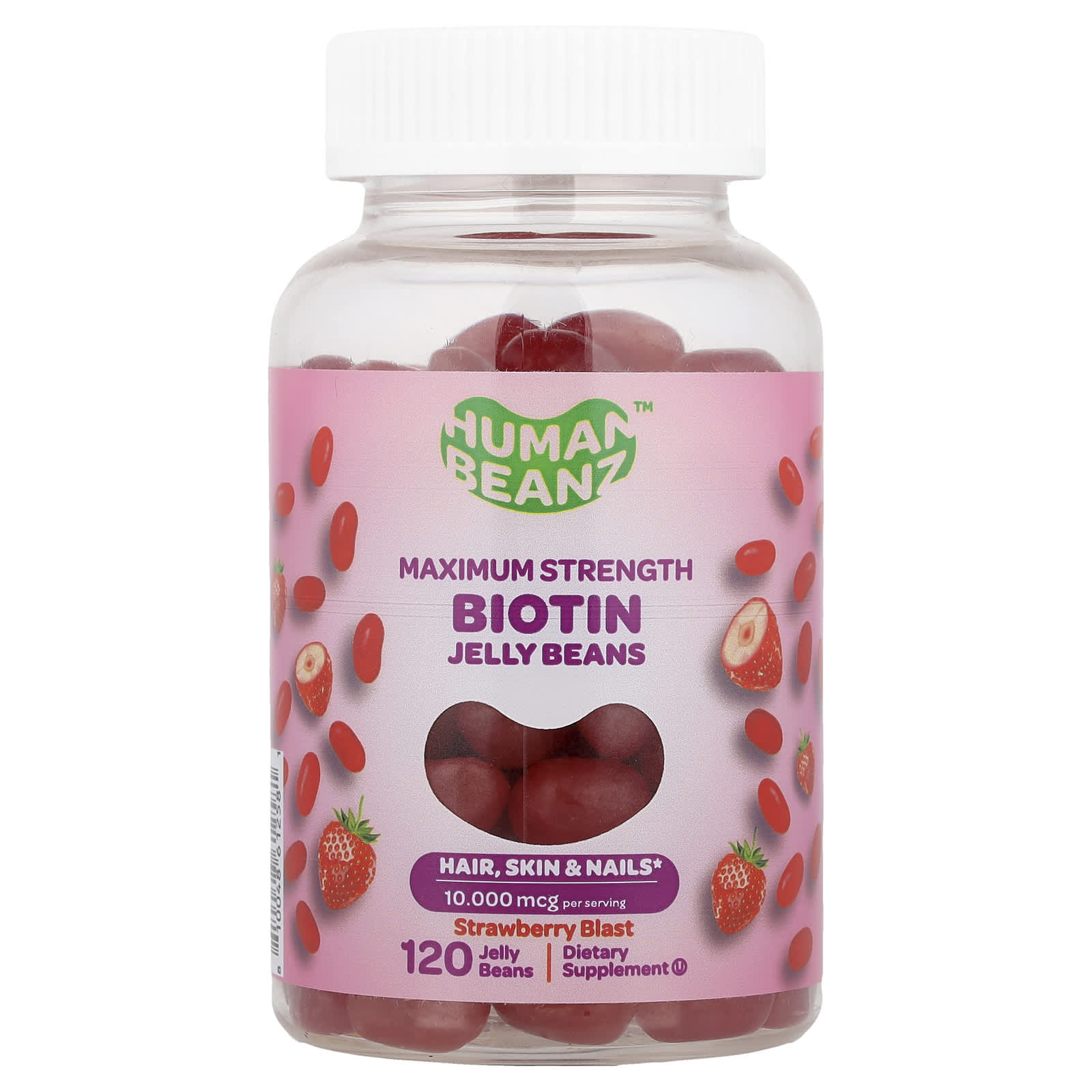 Human Beanz Biotin Jelly Beans, Maximum Strength, 120 Jelly Beans (2, 500 mg per Jelly Bean) – Strawberry Blast — Tunisie