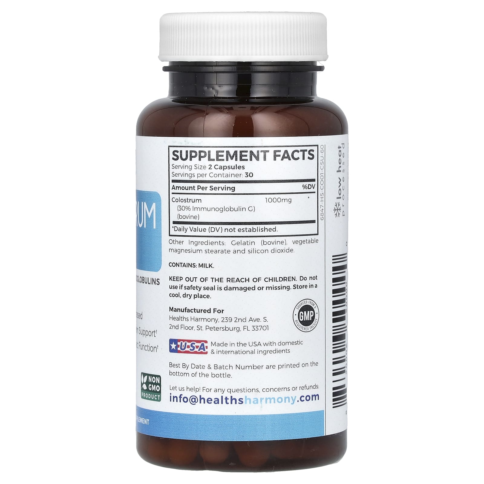 Healths Harmony Colostrum 30% IGG – 60 gélules — photo 2 sur 2