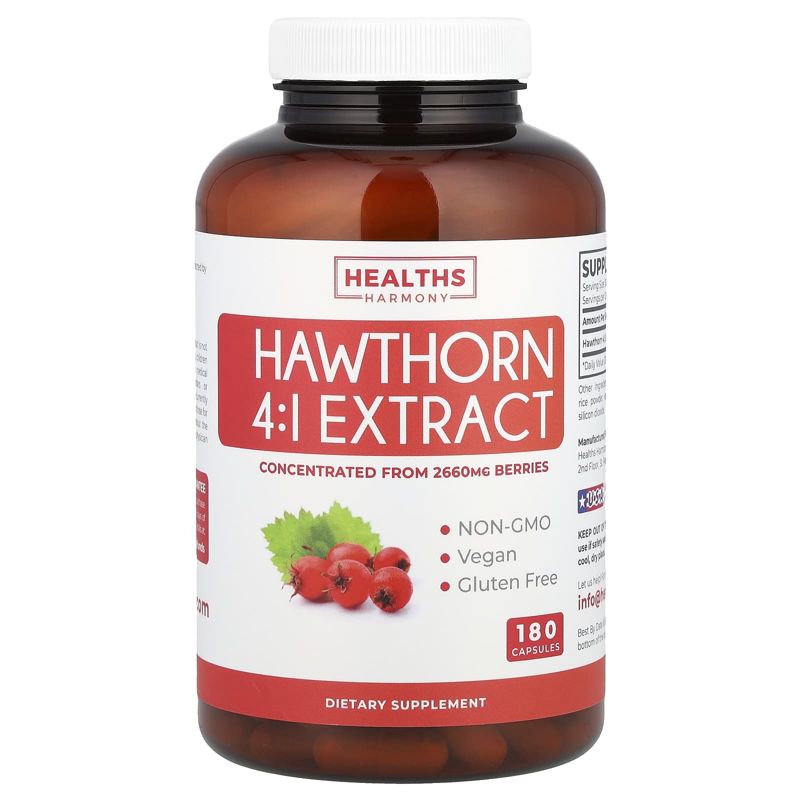 Healths Harmony Hawthorn 4:1 Extract – 180 gélules — Tunisie