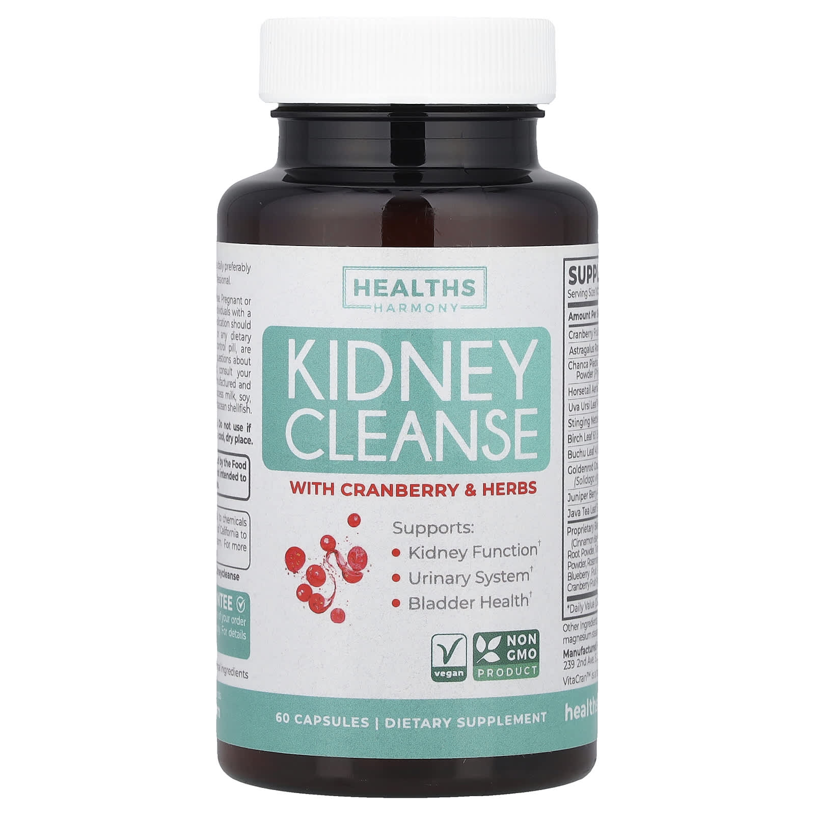 Healths Harmony Kidney Cleanse With Cranberry & Herbs – Kidney Cleanse With Cranberry & Herbs – 60 gélules — Tunisie