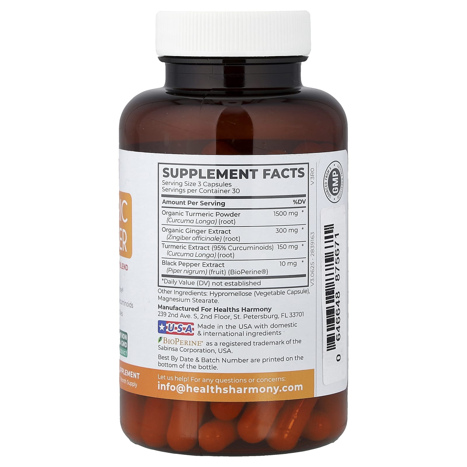 Healths Harmony Turmeric & Ginger – 90 gélules — photo 2 sur 2