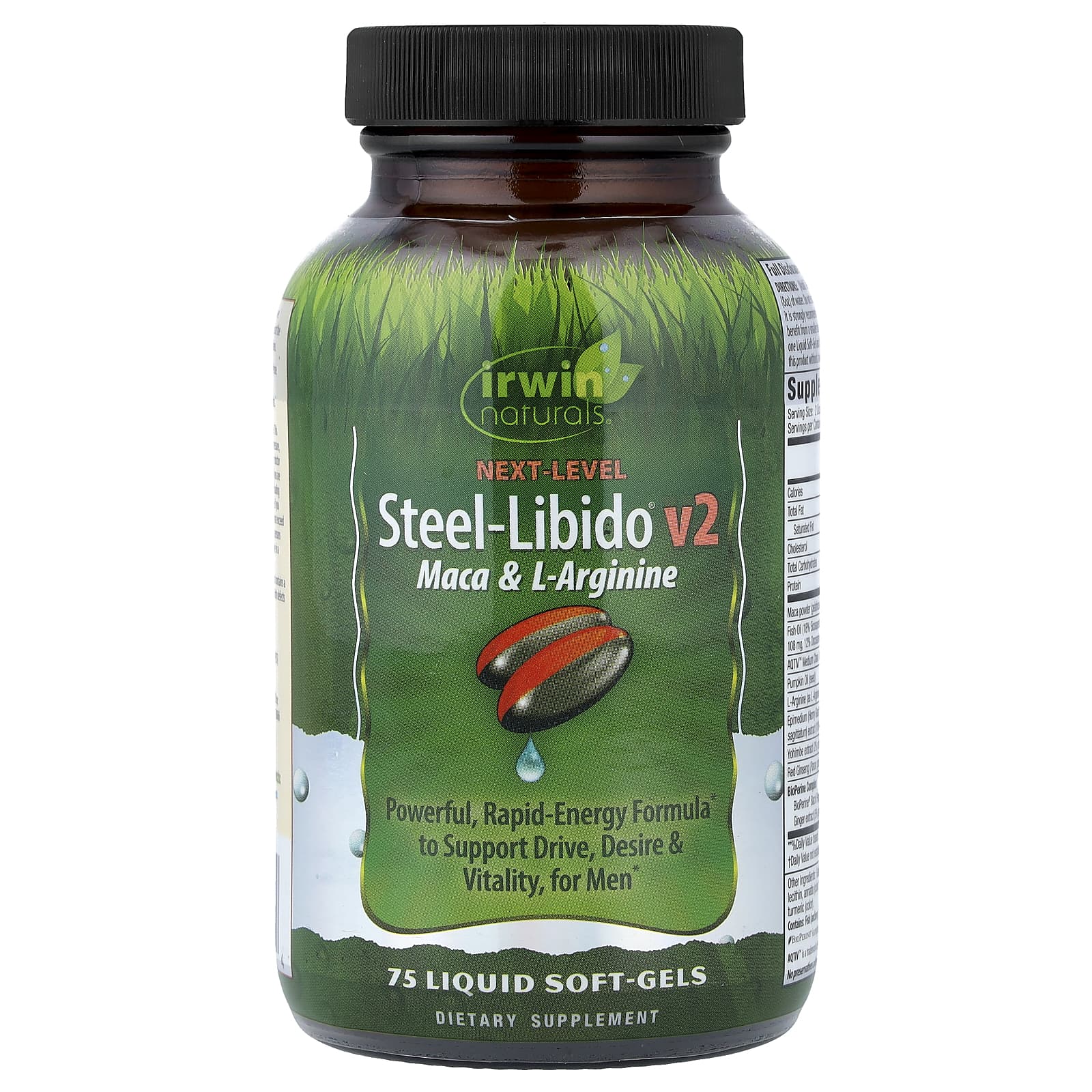 Irwin Naturals Steel-Libido V2, Maca & L-Arginine, 75 Liquid Soft-Gels — Tunisie