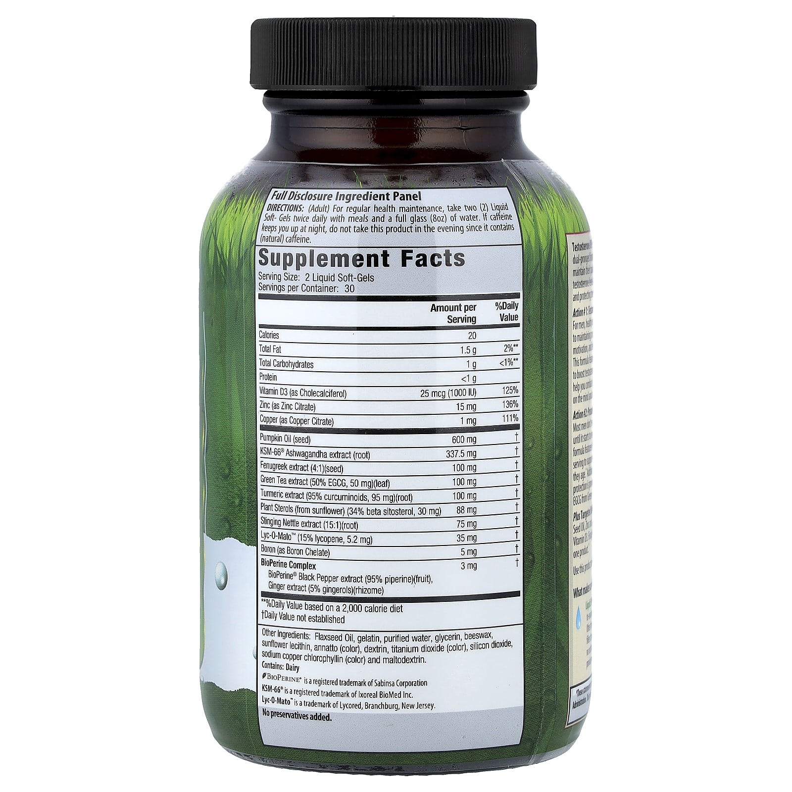 Irwin Naturals Testosterone UP Prostate Defense, Dual-Action, 60 Liquid Soft-Gels — photo 2 sur 2