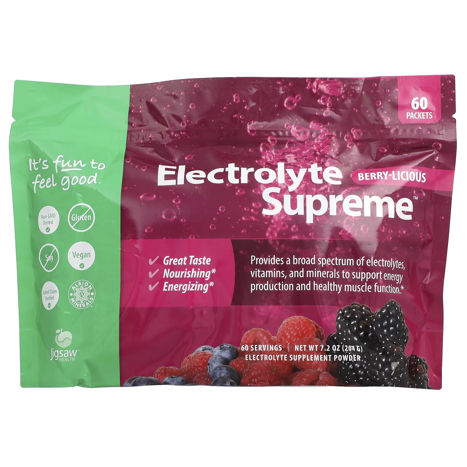 Jigsaw Health Electrolyte Supreme – Berry-Licious – 3,4 g — Tunisie