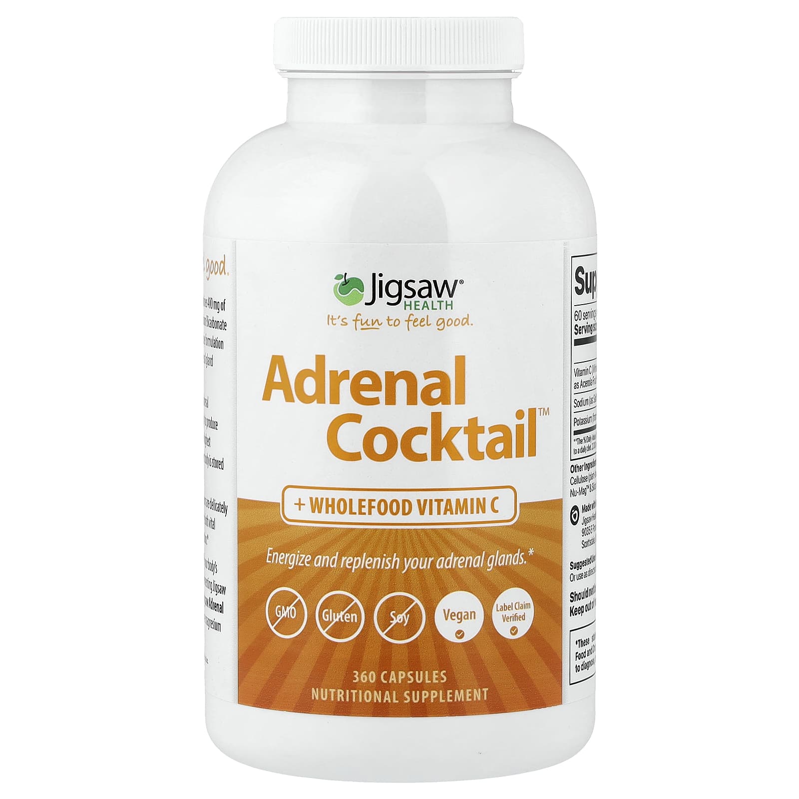 Jigsaw Health Adrenal Cocktail + Wholefood Vitamin C – 360 gélules — Tunisie