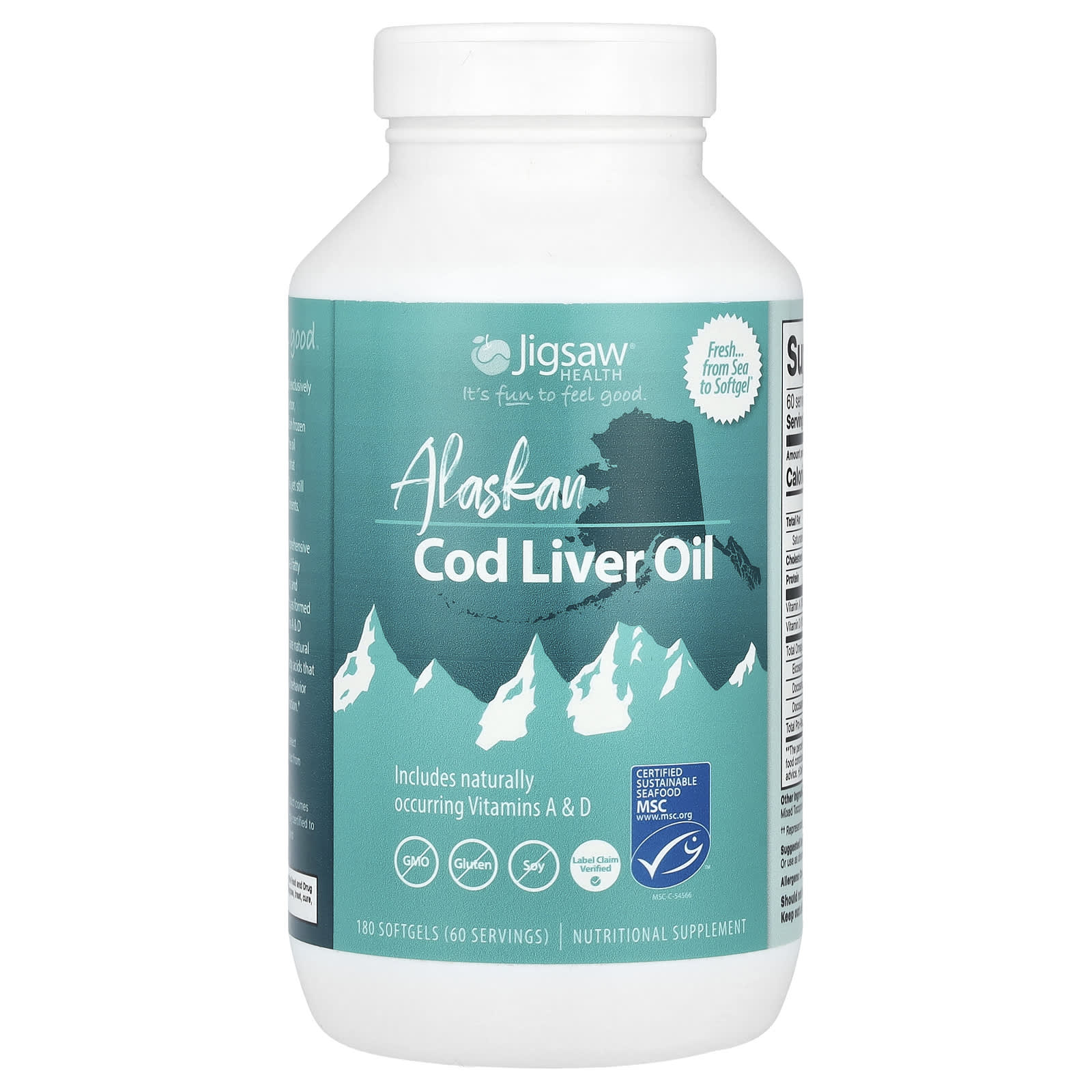 Jigsaw Health Alaskan Cod Liver Oil – 180 capsules molles — Tunisie
