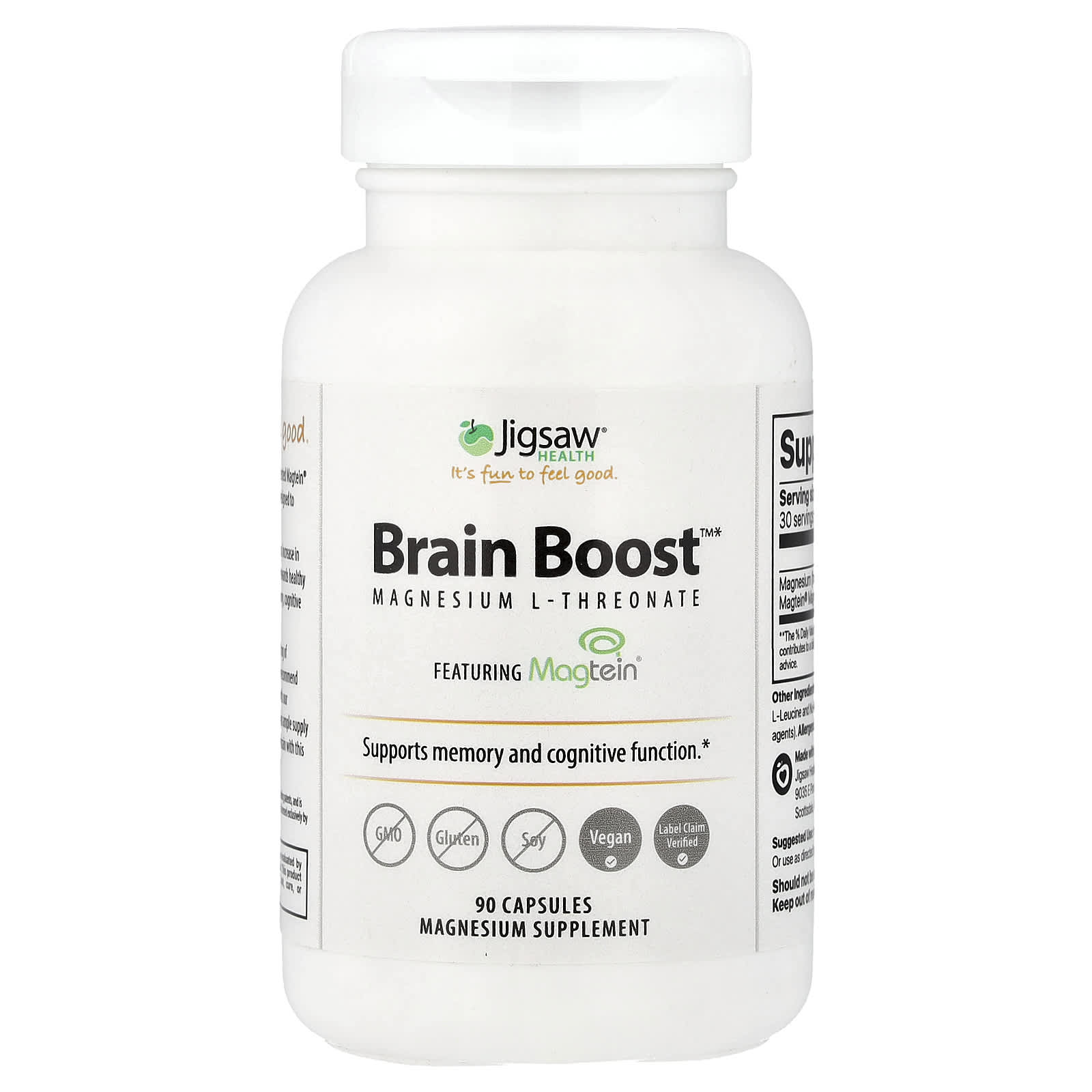 Jigsaw Health Brain Boost, Magnesium L-Threonate – 90 gélules — Tunisie
