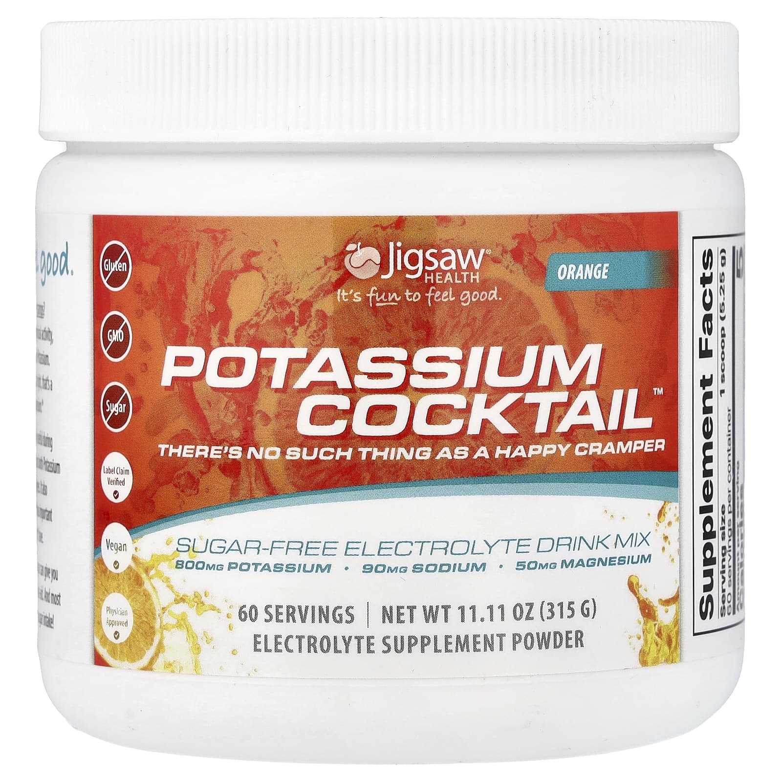 Jigsaw Health Potassium Cocktail, Sugar-Free Electrolyte Drink Mix – Orange – 315 g — Tunisie