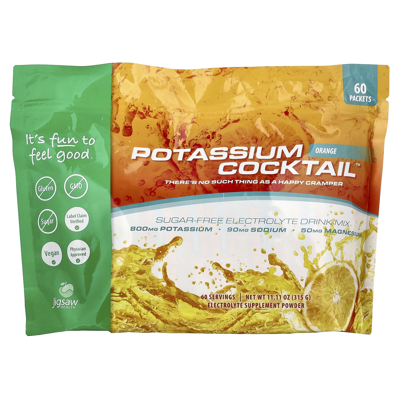 Jigsaw Health Potassium Cocktail, Sugar-Free Electrolyte Drink Mix – Orange – 5,25 g — Tunisie