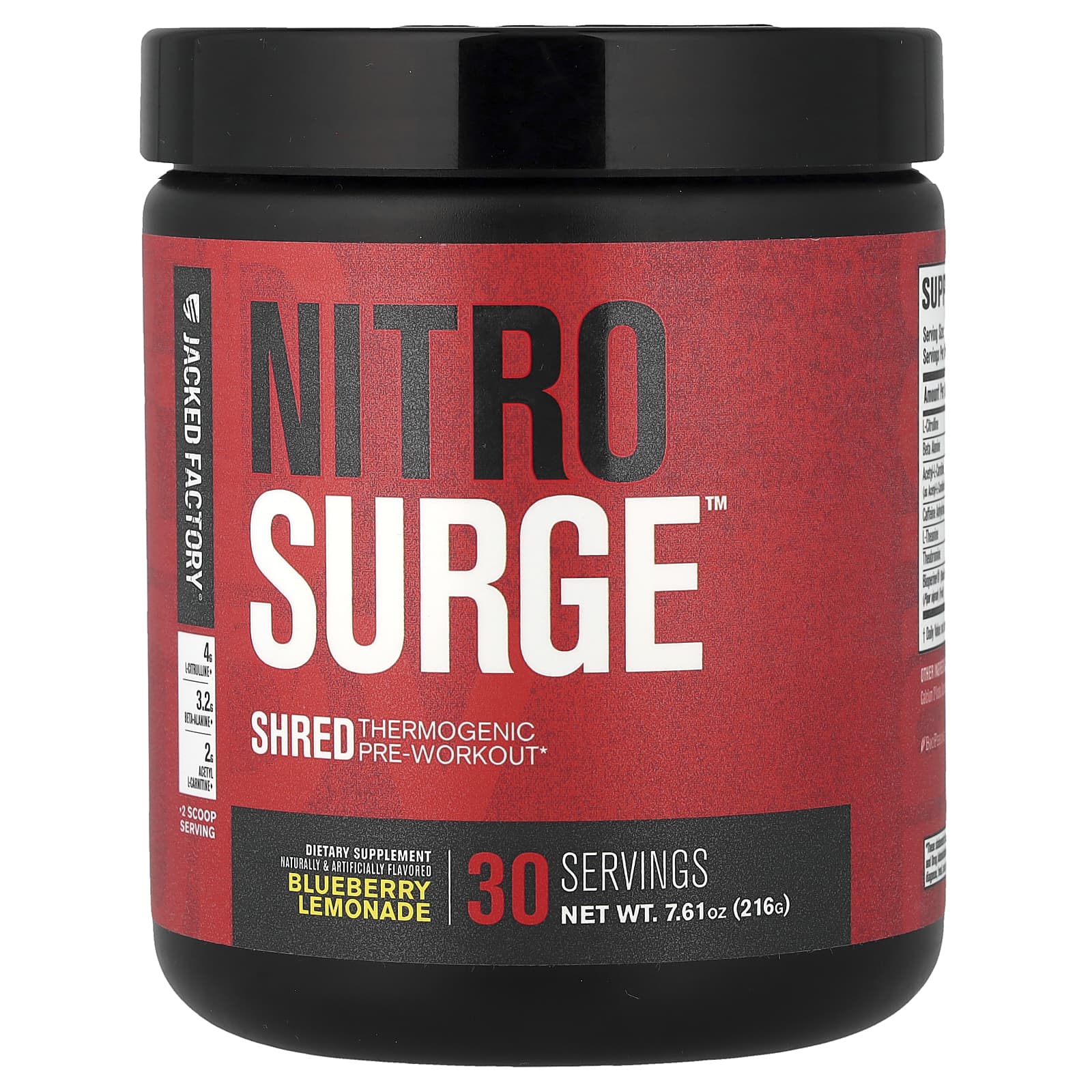 Jacked Factory Nitro Surge, Shred Thermogenic Pre-Workout – Blueberry Lemonade – 216 g — Tunisie