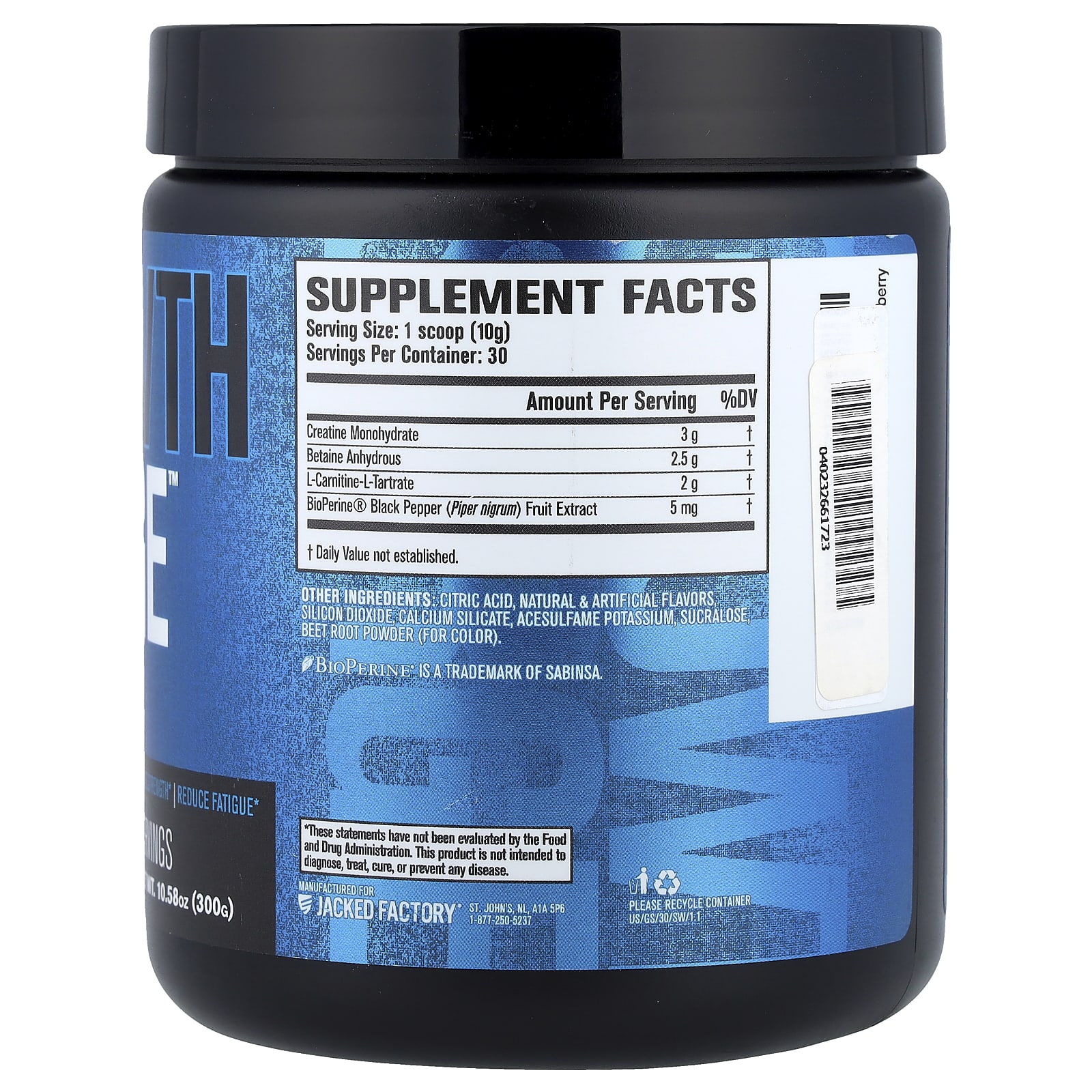 Jacked Factory Growth Surge, Post-Workout – Swoleberry – 300 g — photo 2 sur 2