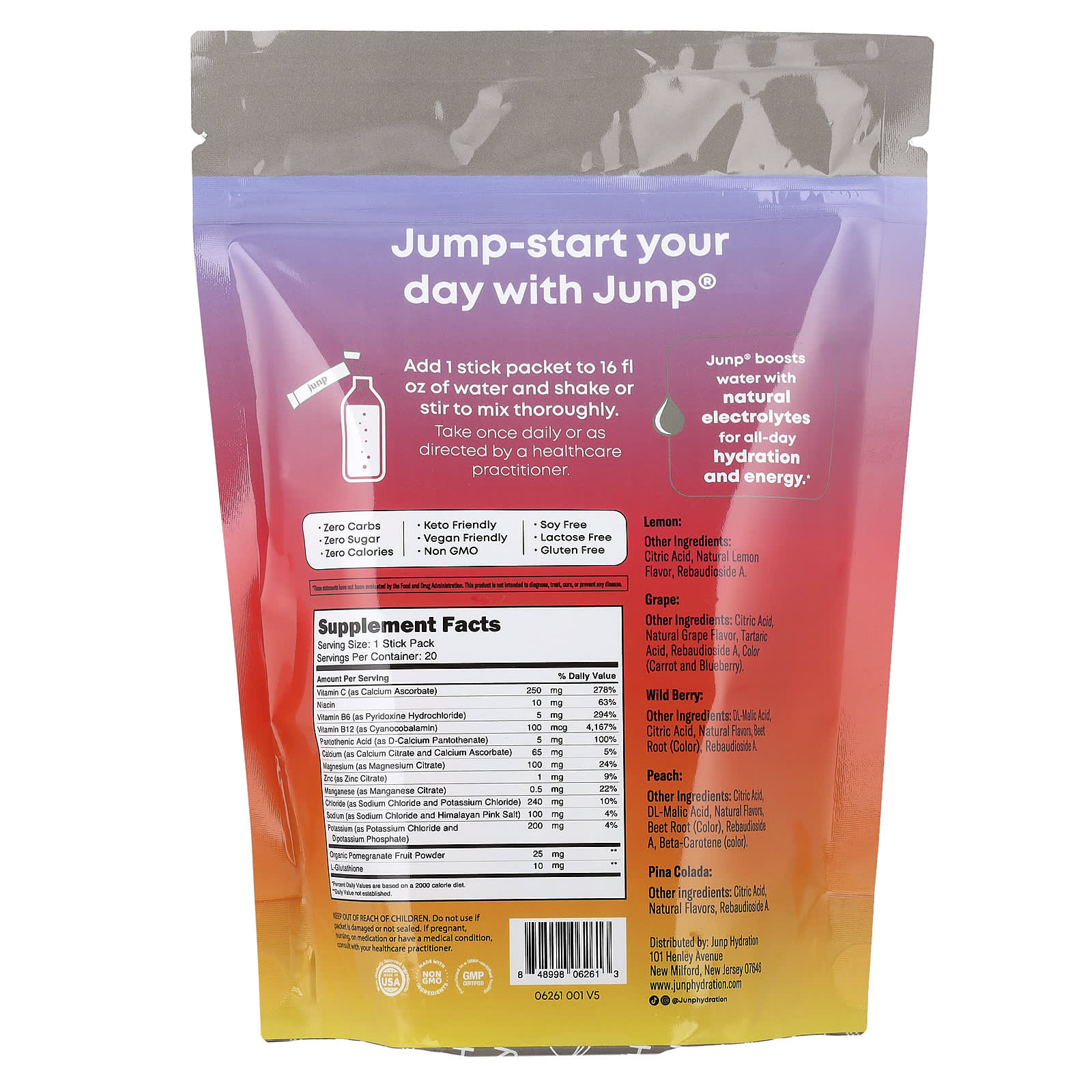 JUNP Hydration Electrolyte Powder Mix, Variety Pack – 75,6 g — photo 2 sur 2