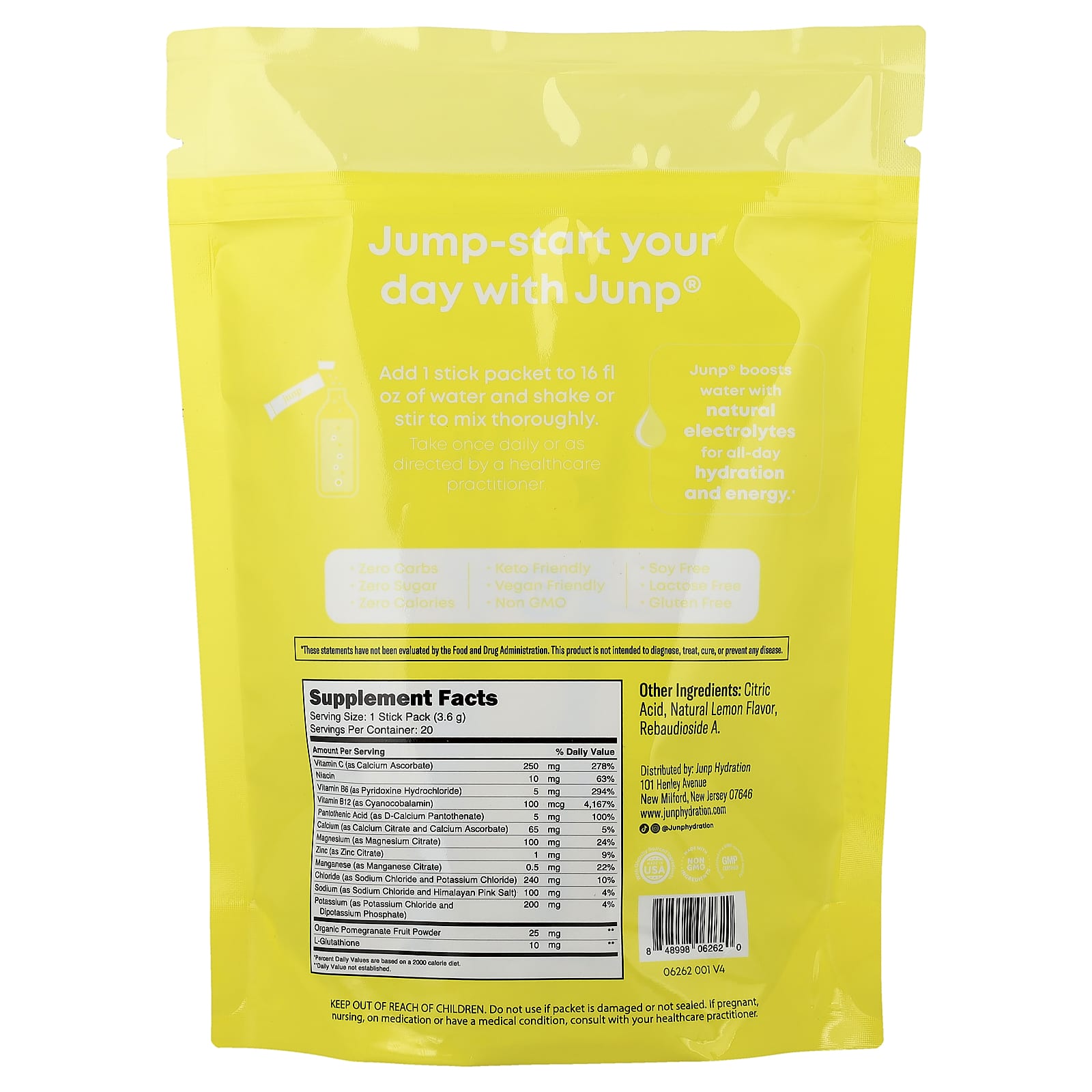 JUNP Hydration Electrolyte Powder Mix – Lemon – 3,6 g — photo 2 sur 2