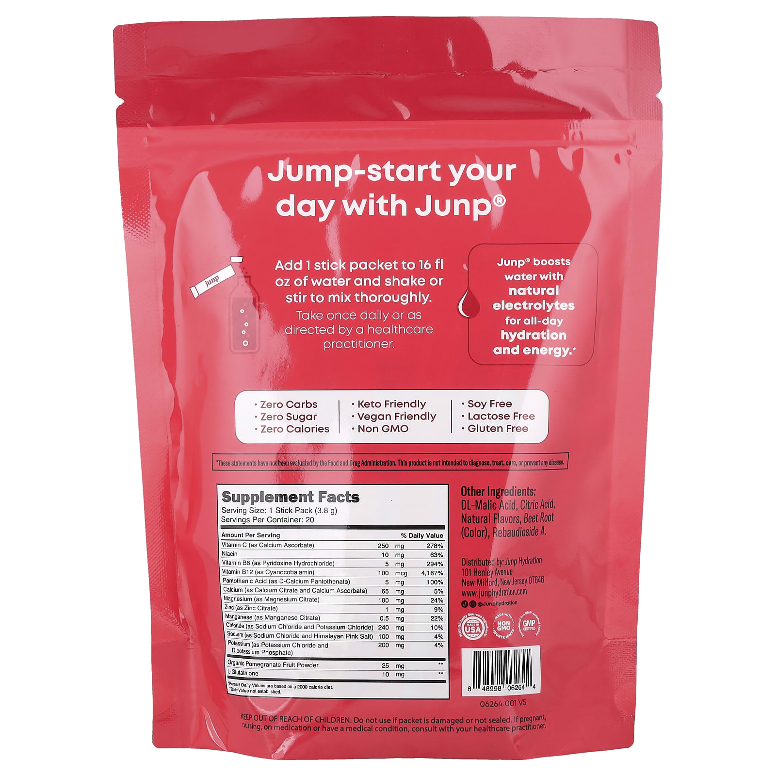 JUNP Hydration Electrolyte Powder Mix – Wild Berry – 3,8 g — photo 2 sur 2