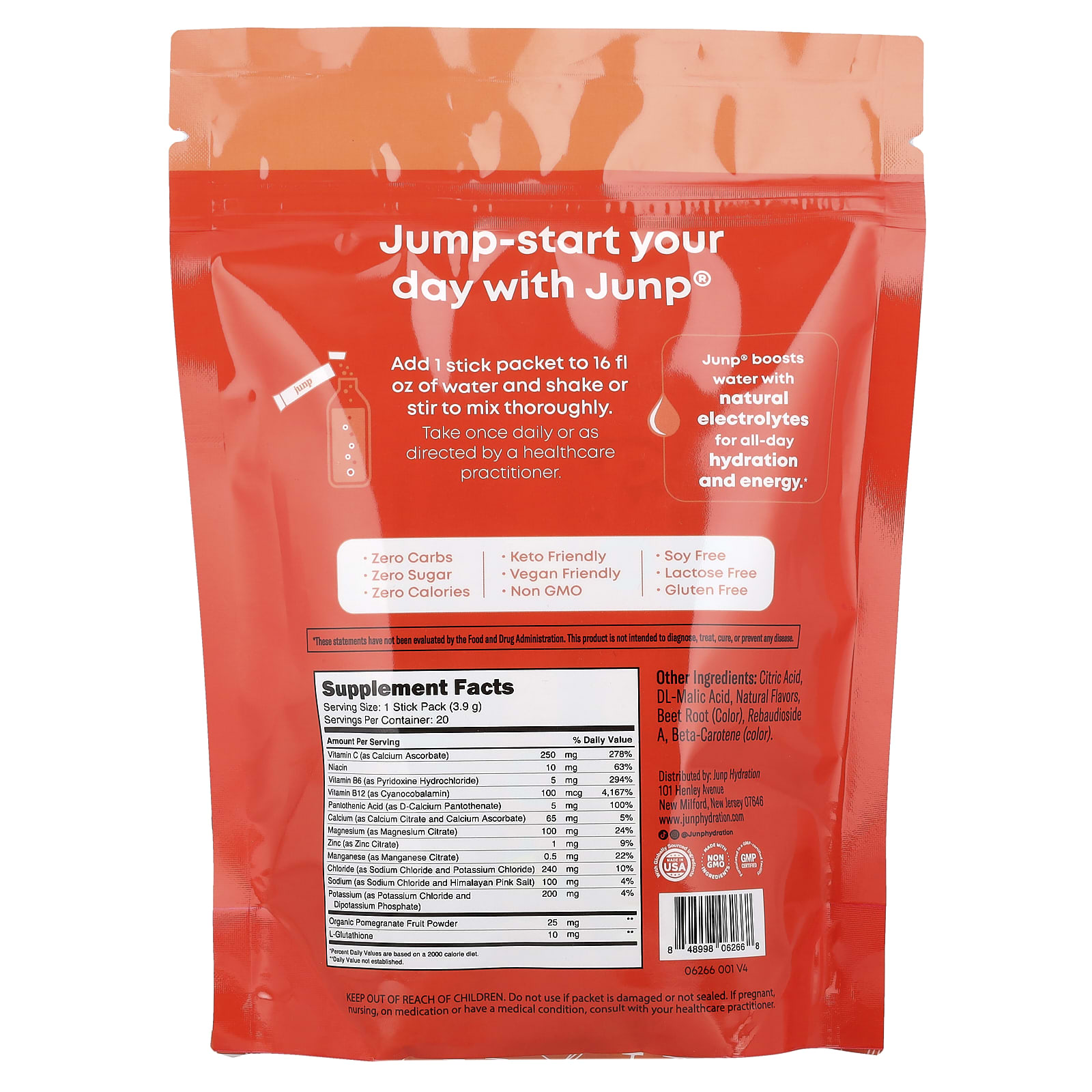 JUNP Hydration Electrolyte Powder Mix – Peach – 3,9 g — photo 2 sur 2