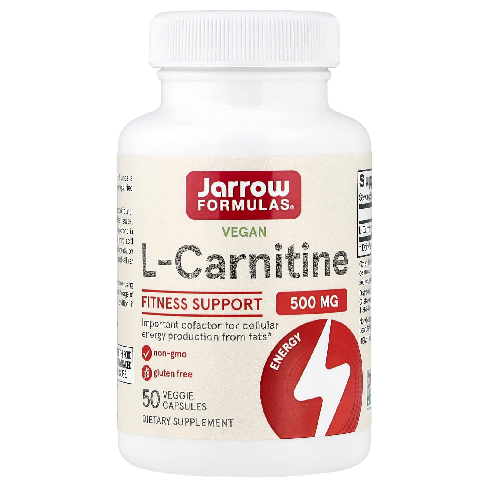 Jarrow Formulas Vegan L-Carnitine – 50 gélules végétales — Tunisie