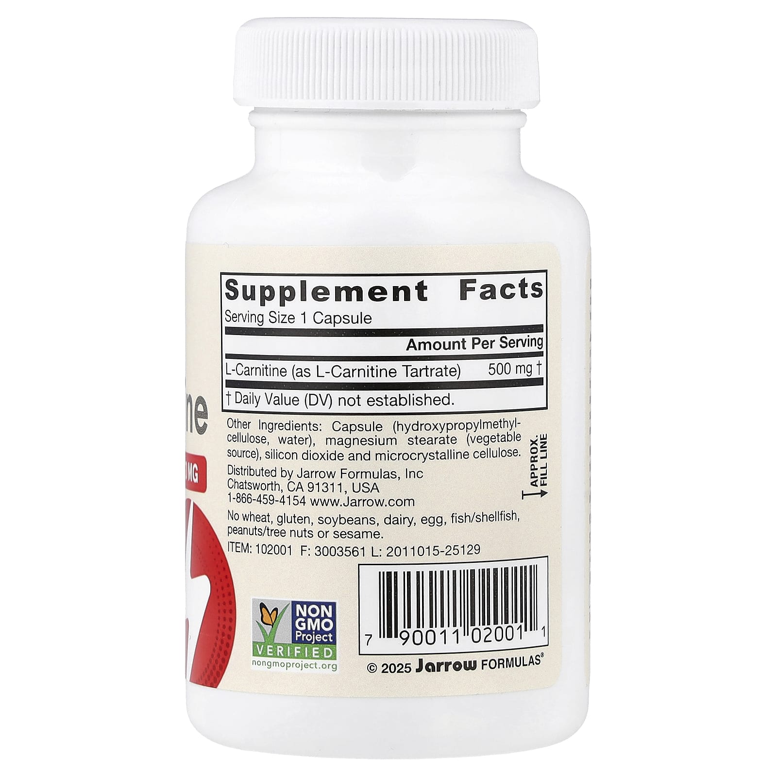 Jarrow Formulas Vegan L-Carnitine – 50 gélules végétales — photo 2 sur 2