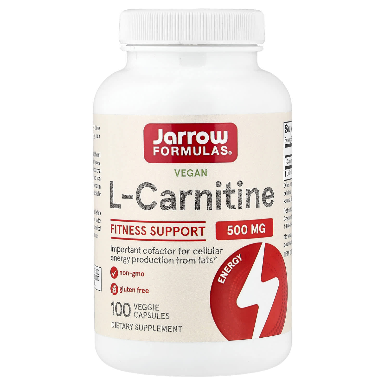 Jarrow Formulas Vegan L-Carnitine – 100 gélules végétales — Tunisie