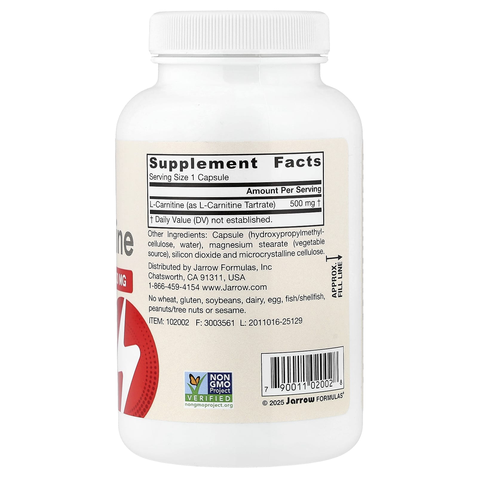 Jarrow Formulas Vegan L-Carnitine – 100 gélules végétales — photo 2 sur 2