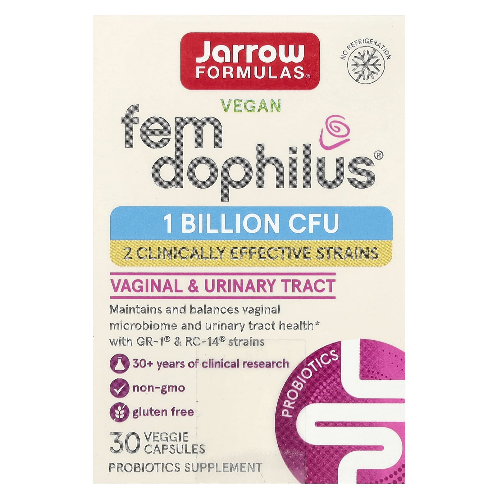 Jarrow Formulas Vegan Fem Dophilus – 1 milliards UFC – 30 gélules végétales — Tunisie