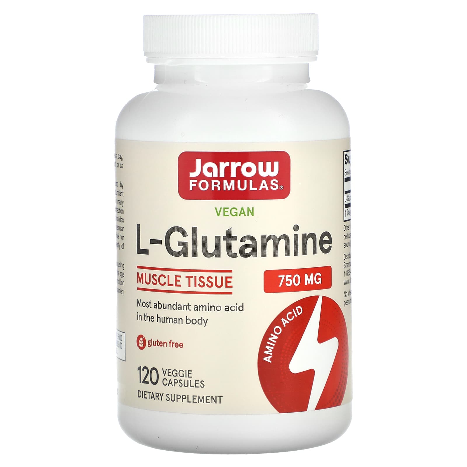 Jarrow Formulas Vegan L-Glutamine – 120 gélules végétales — photo 2 sur 2