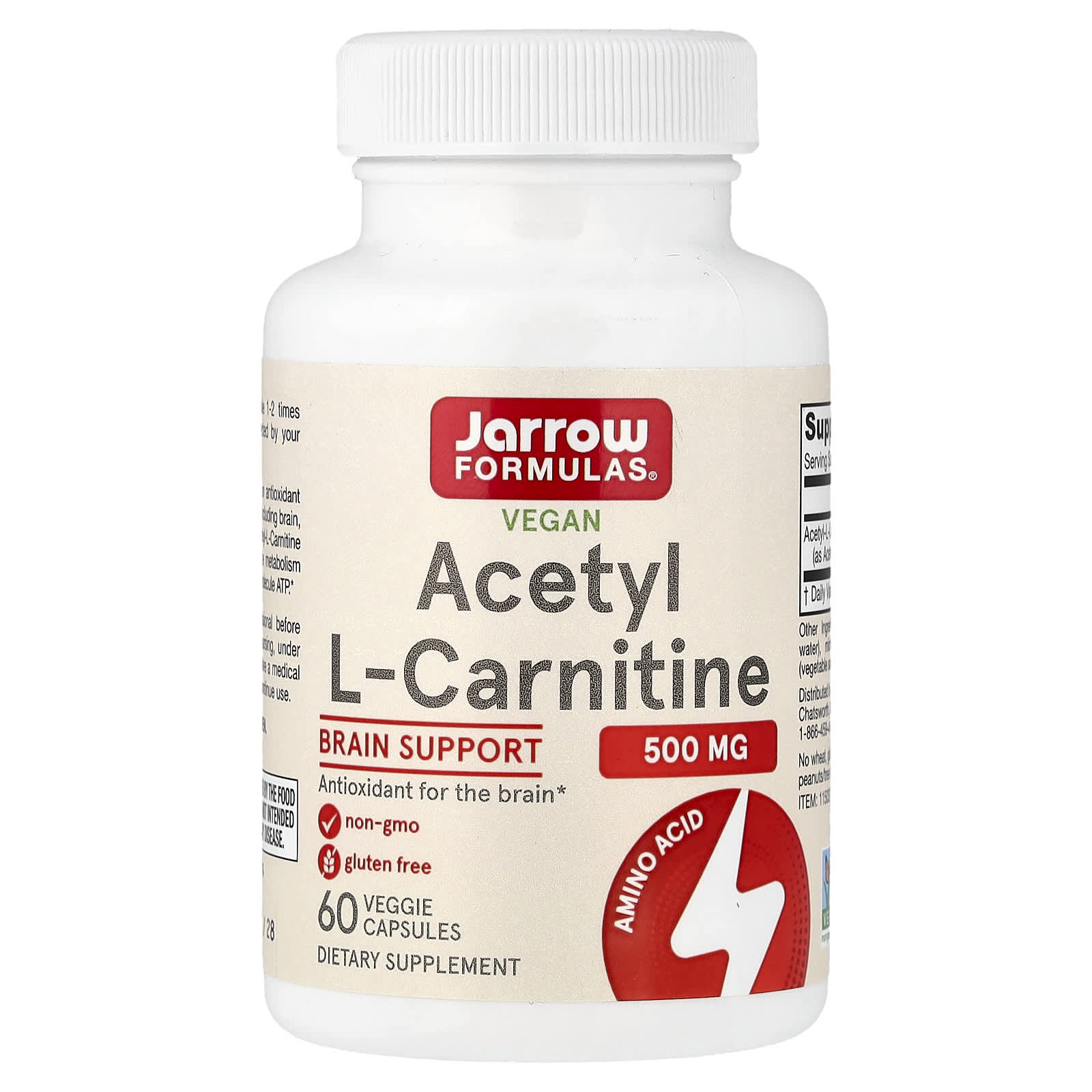 Jarrow Formulas Vegan Acetyl L-Carnitine – 60 gélules végétales — Tunisie
