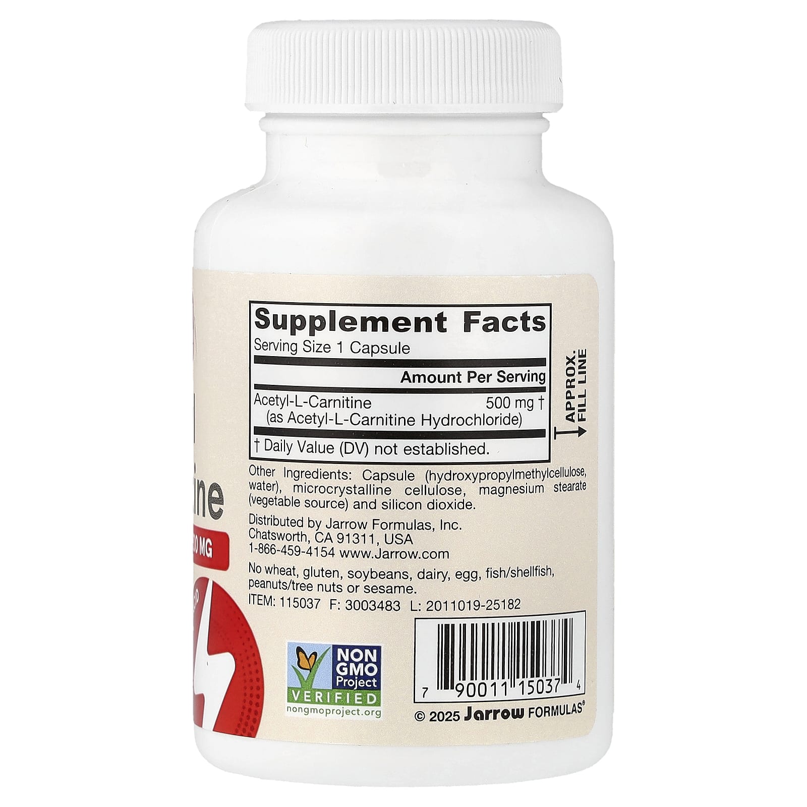Jarrow Formulas Vegan Acetyl L-Carnitine – 60 gélules végétales — photo 2 sur 2
