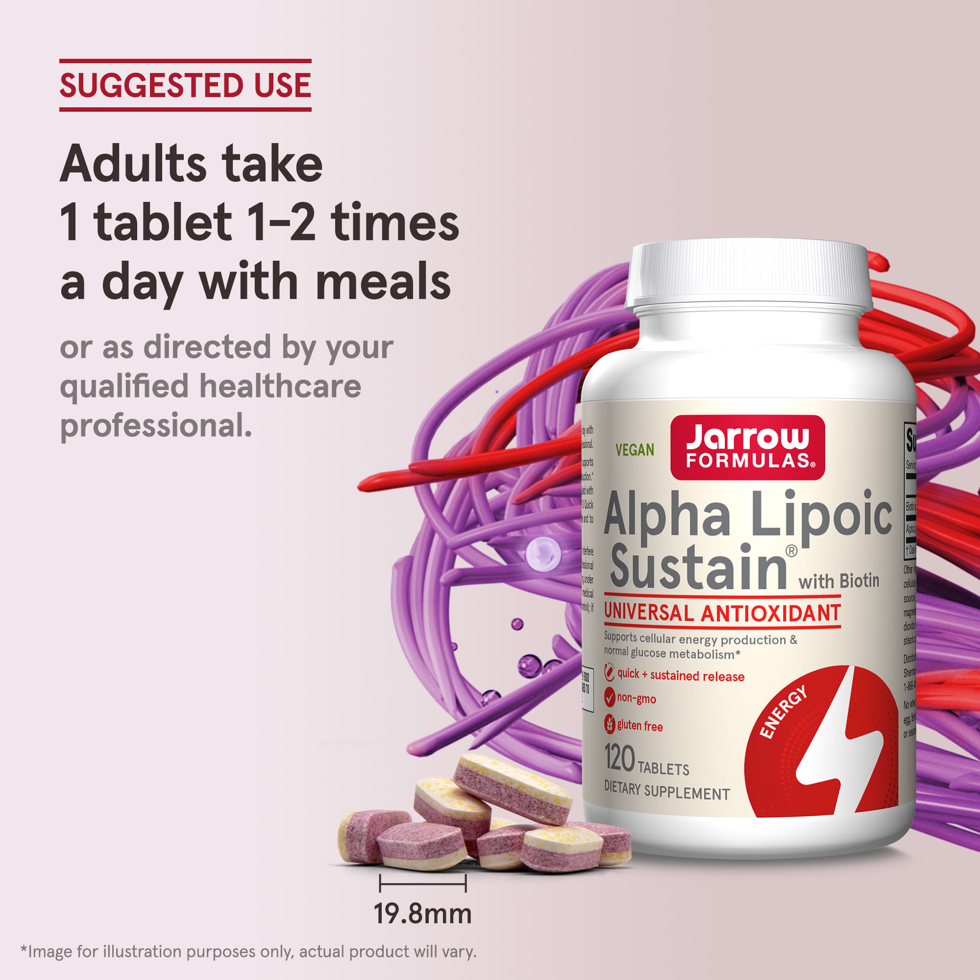 Jarrow Formulas Alpha Lipoic Sustain with Biotin – 120 comprimés — étiquette 3