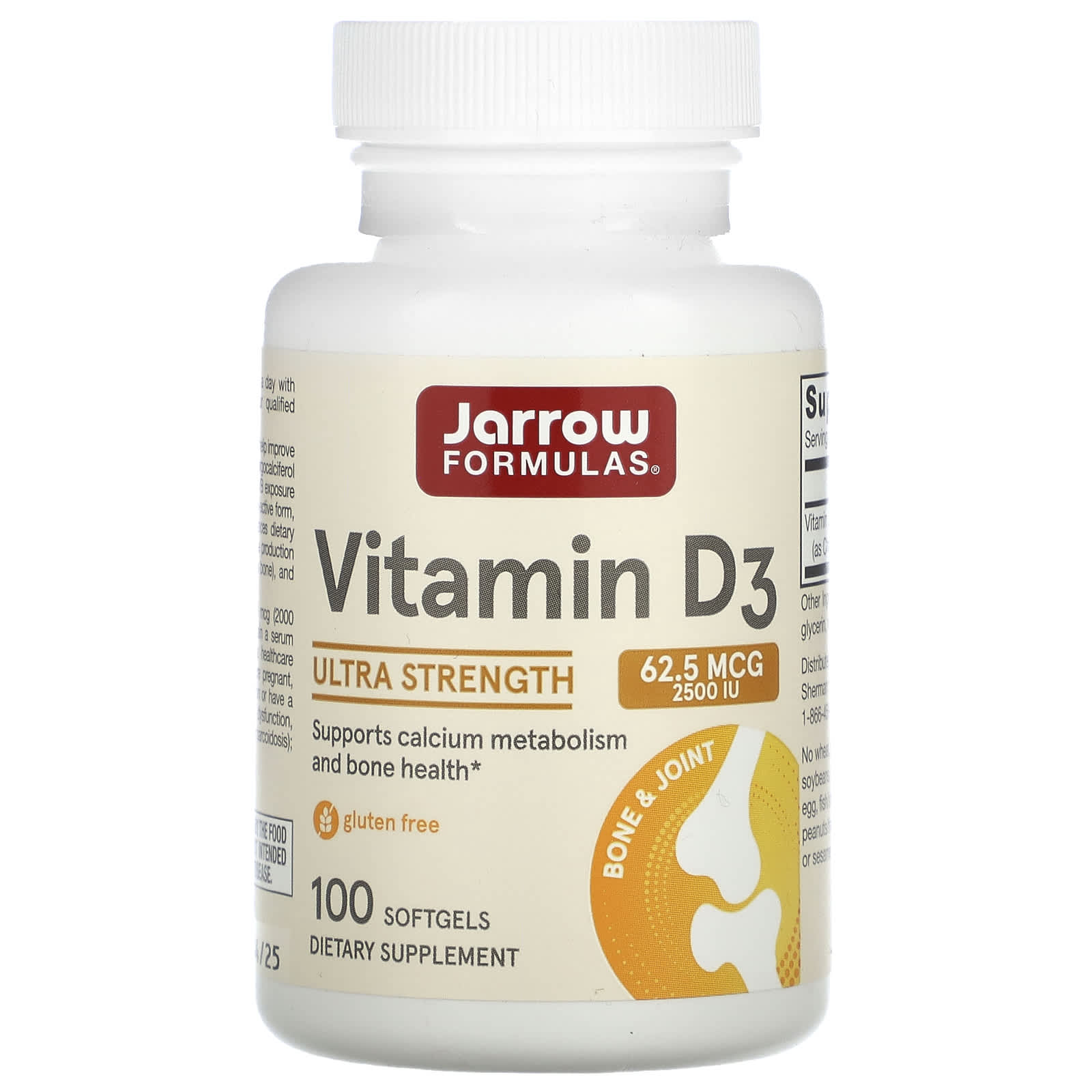 Jarrow Formulas Vitamin D3, Ultra Strength – 100 capsules molles — Tunisie