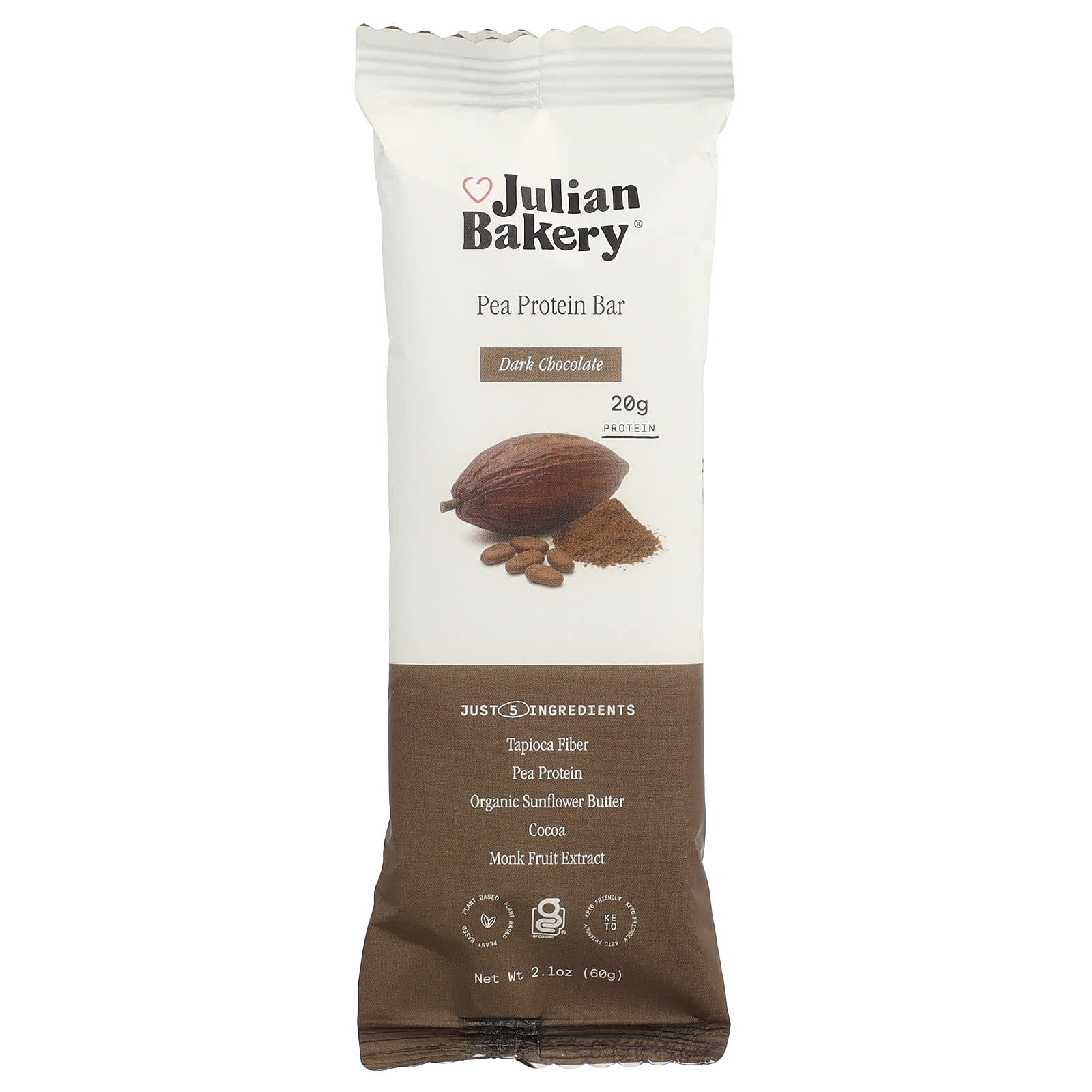 Julian Bakery Pea Protein Bar – Dark Chocolate – 60 g — étiquette 1