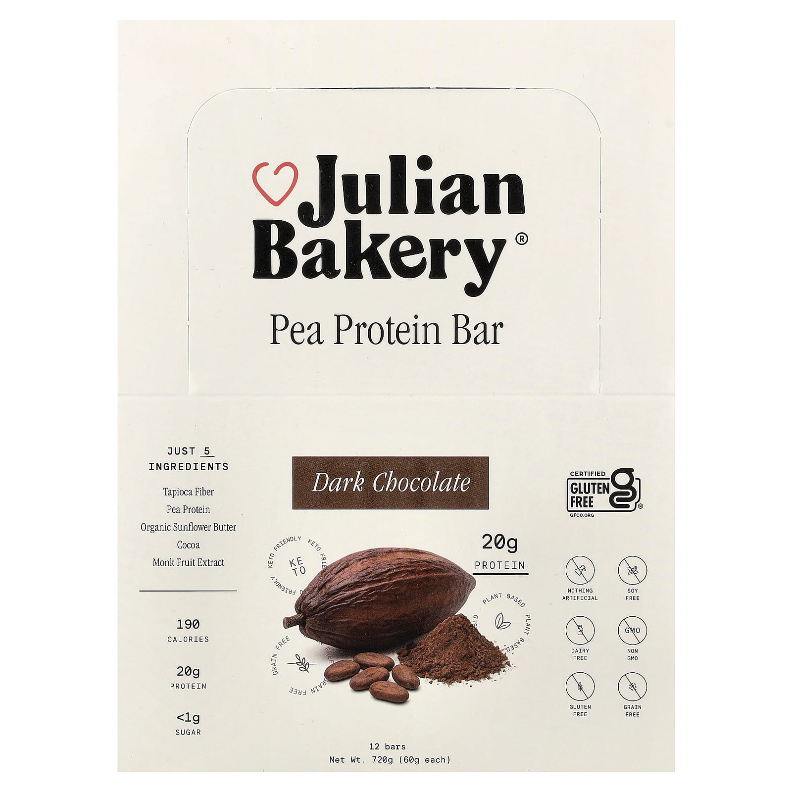 Julian Bakery Pea Protein Bar – Dark Chocolate – 60 g — Tunisie