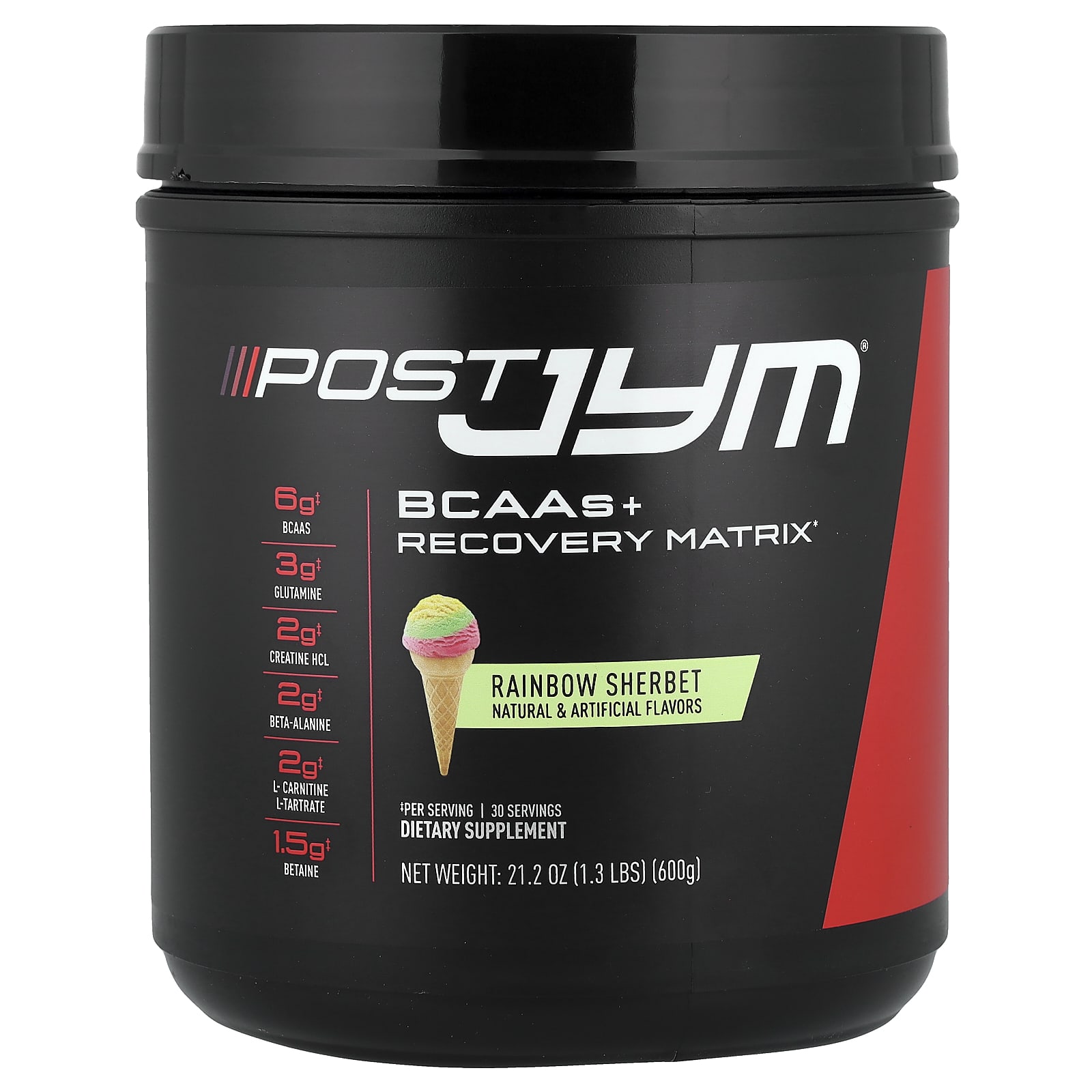 JYM Supplement Science Post JYM, BCAAs + Recovery Matrix, Rainbow Sherbet – 600 g — Tunisie