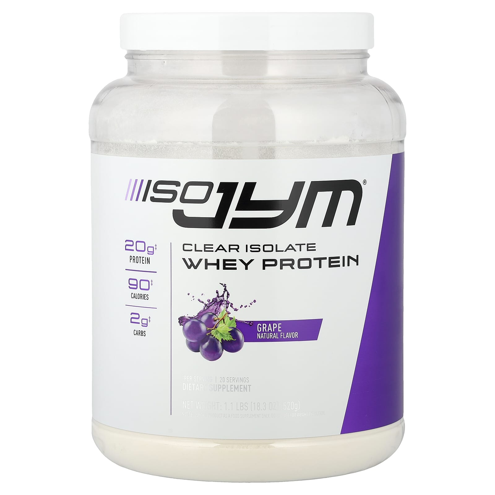 JYM Supplement Science Clear Isolate Whey Protein – Grape – 1,1 lb — Tunisie