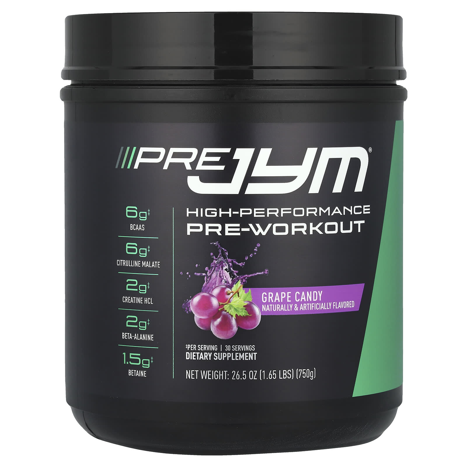 JYM Supplement Science Pre JYM, High Performance Pre-Workout – Grape Candy – 750 g — Tunisie