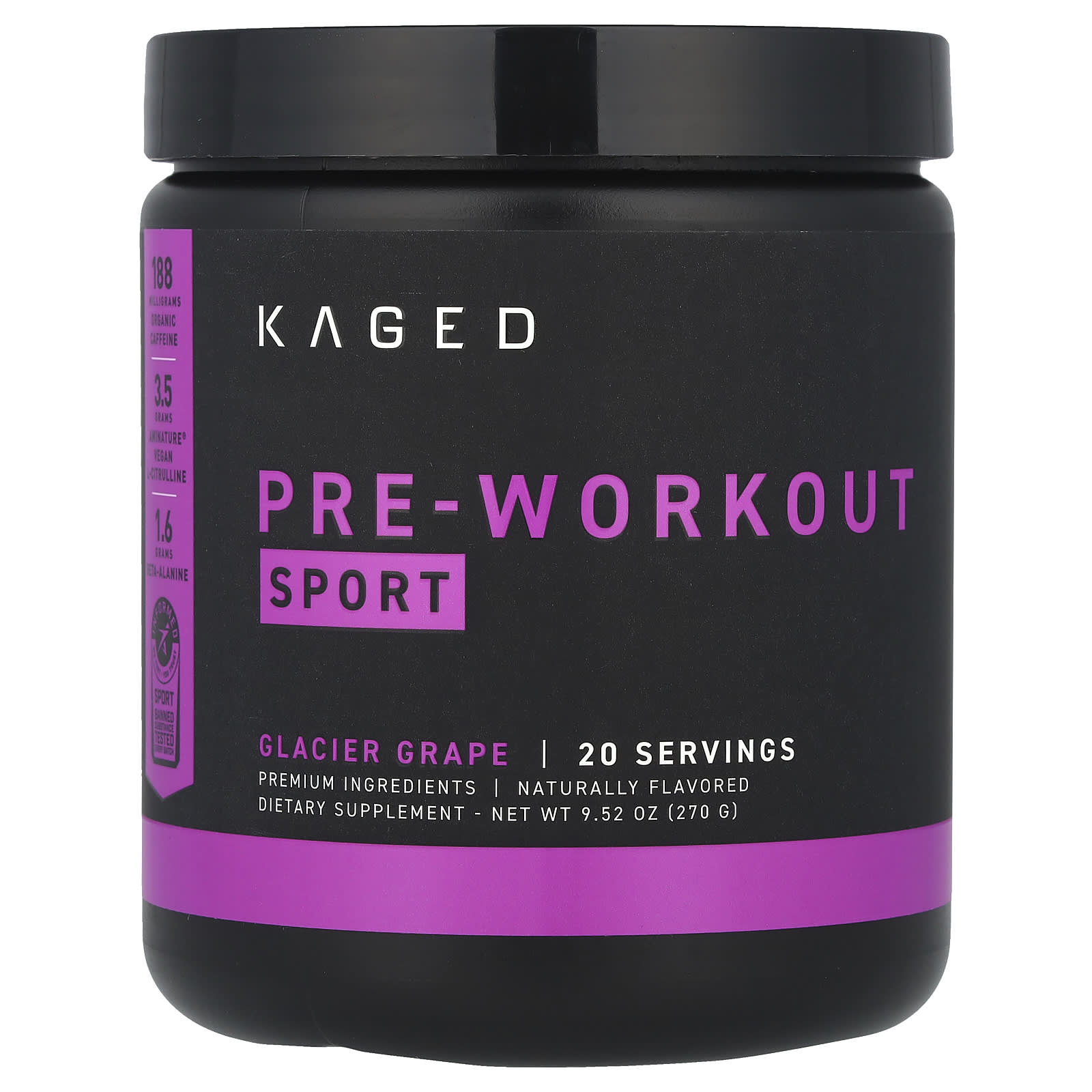 Kaged Pre-Workout, Sport – Glacier Grape – 270 g — Tunisie