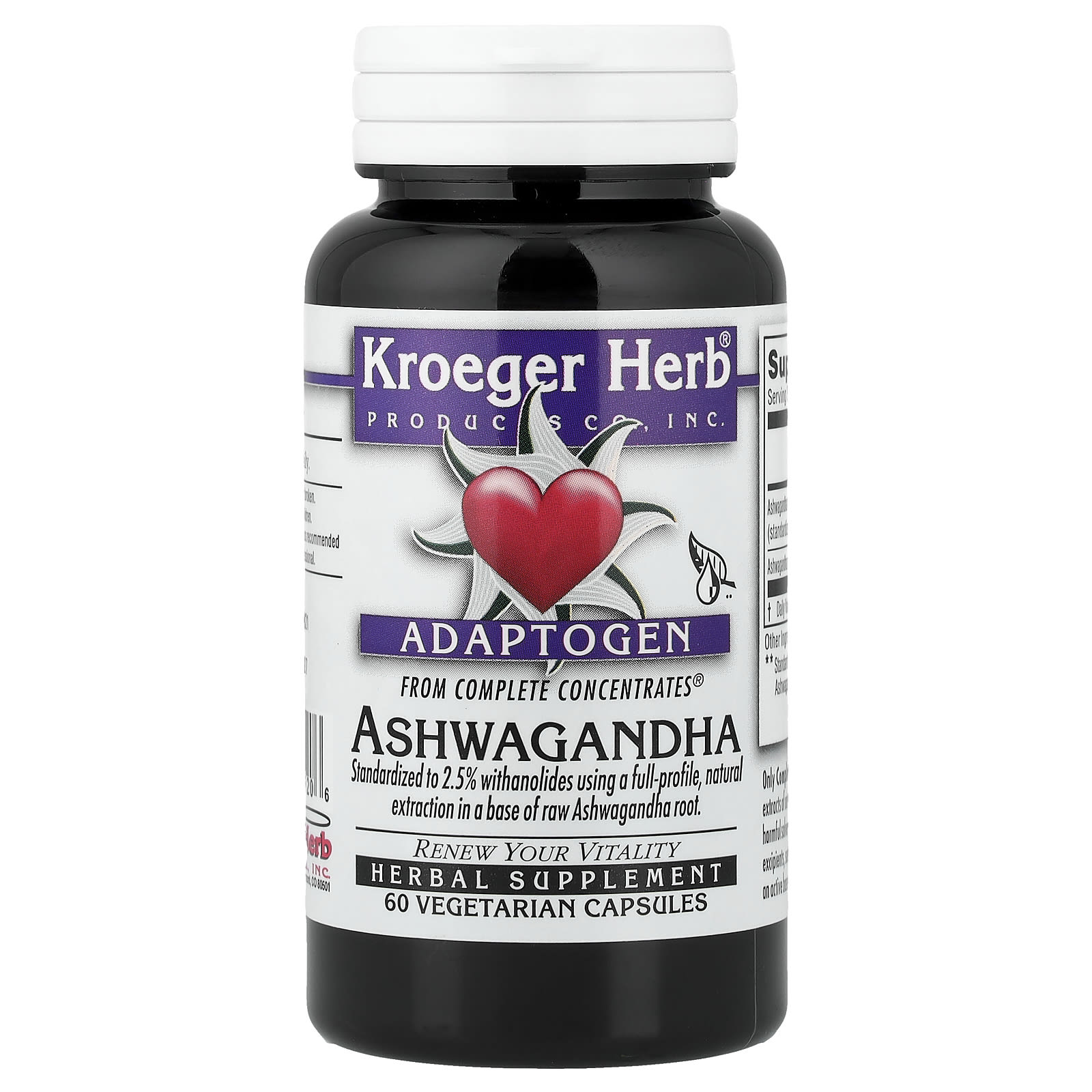Kroeger Herb Co Ashwagandha – 60 gélules végétales — Tunisie