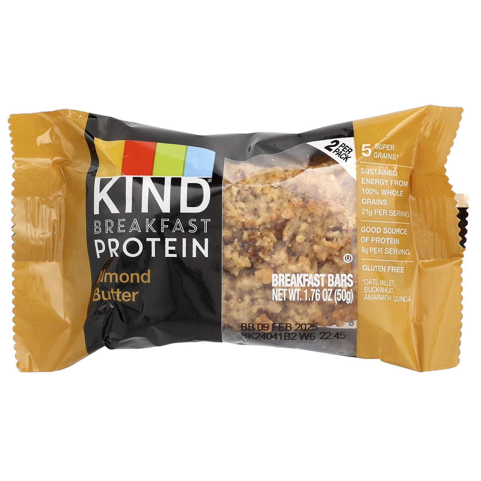 KIND Bars Breakfast Protein Bars, Almond Butter – 50 g — étiquette 1
