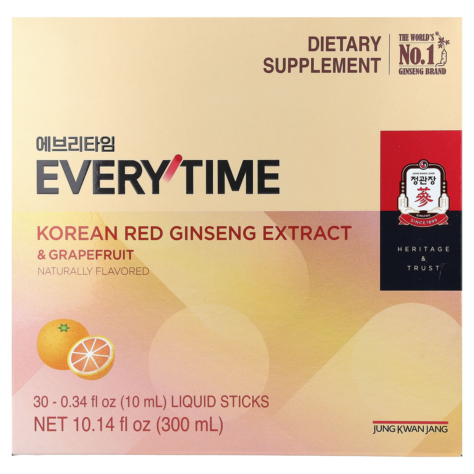 JungKwanJang Korean Red Ginseng Extract, Everytime – Grapefruit – 30 Liquid Sticks – 10 ml — Tunisie