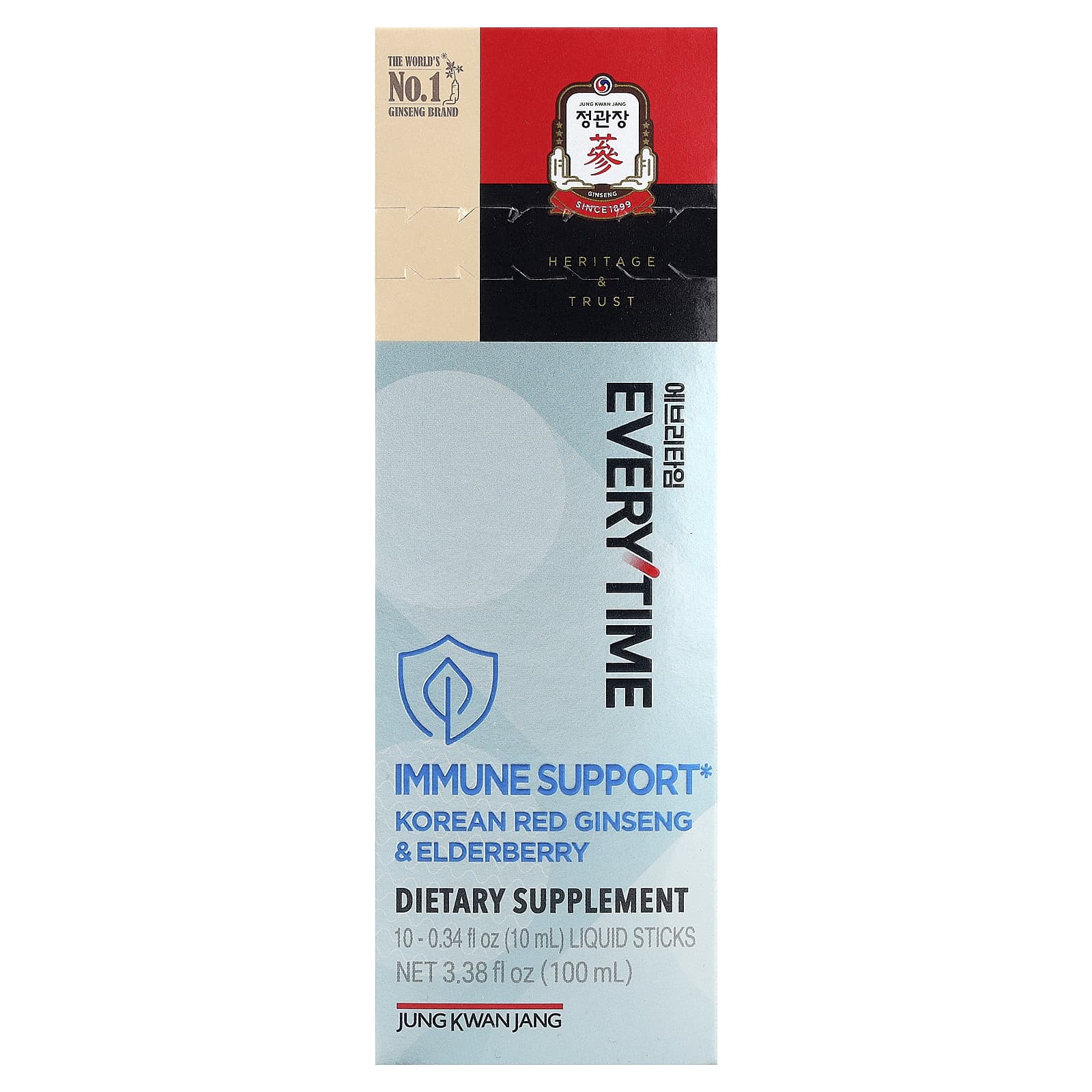 JungKwanJang Everytime, Immune Support – Korean Red Ginseng & Elderberry – 10 ml — Tunisie